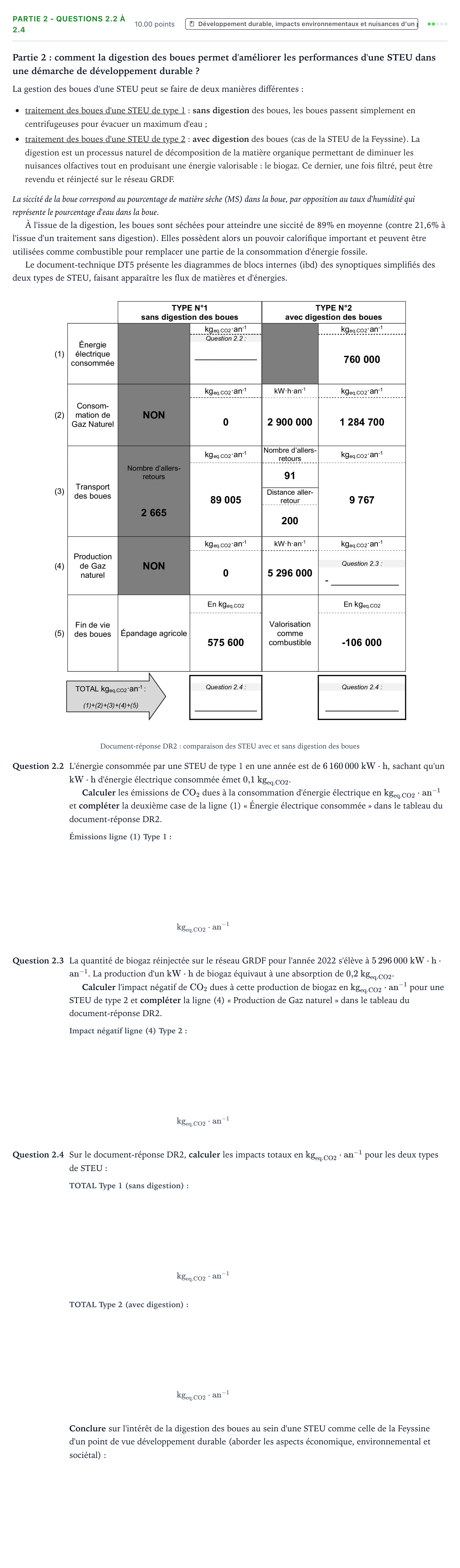 Énoncé: Partie 2 - Questions 2.2 à 2.4 · Bac STI2D Ingénierie, Innovation et Développement Durable Métropole remplacement - SIN 2025