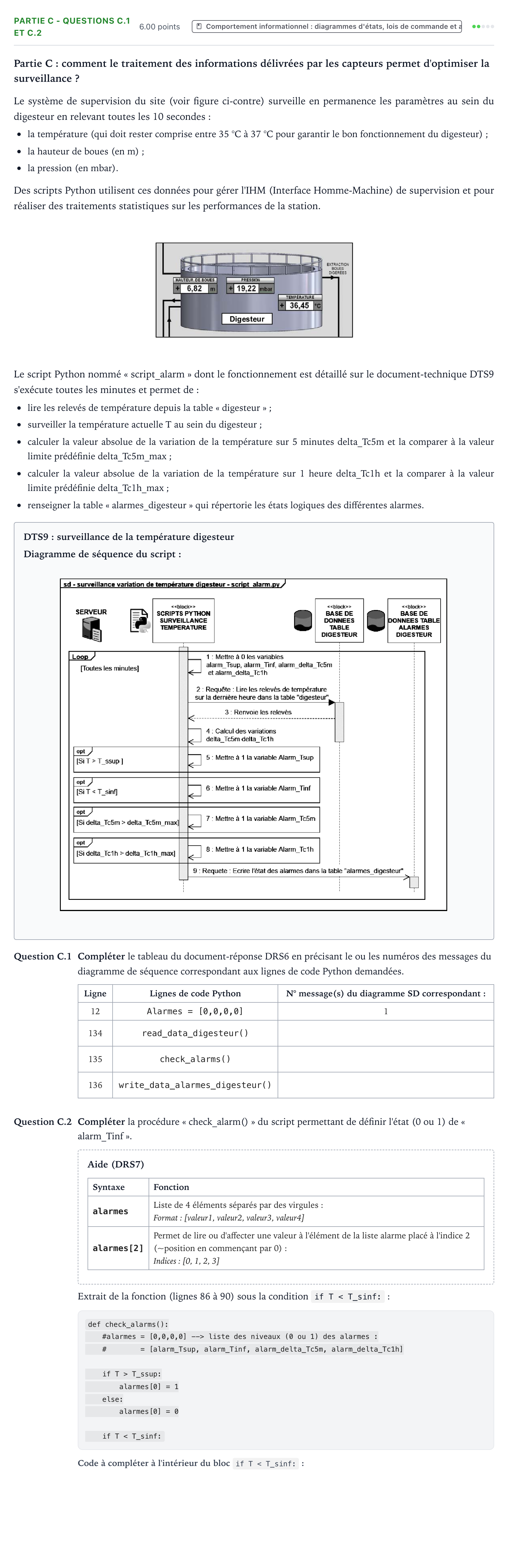 Énoncé: Partie C - Questions C.1 et C.2 · Bac STI2D Ingénierie, Innovation et Développement Durable Métropole remplacement - SIN 2025