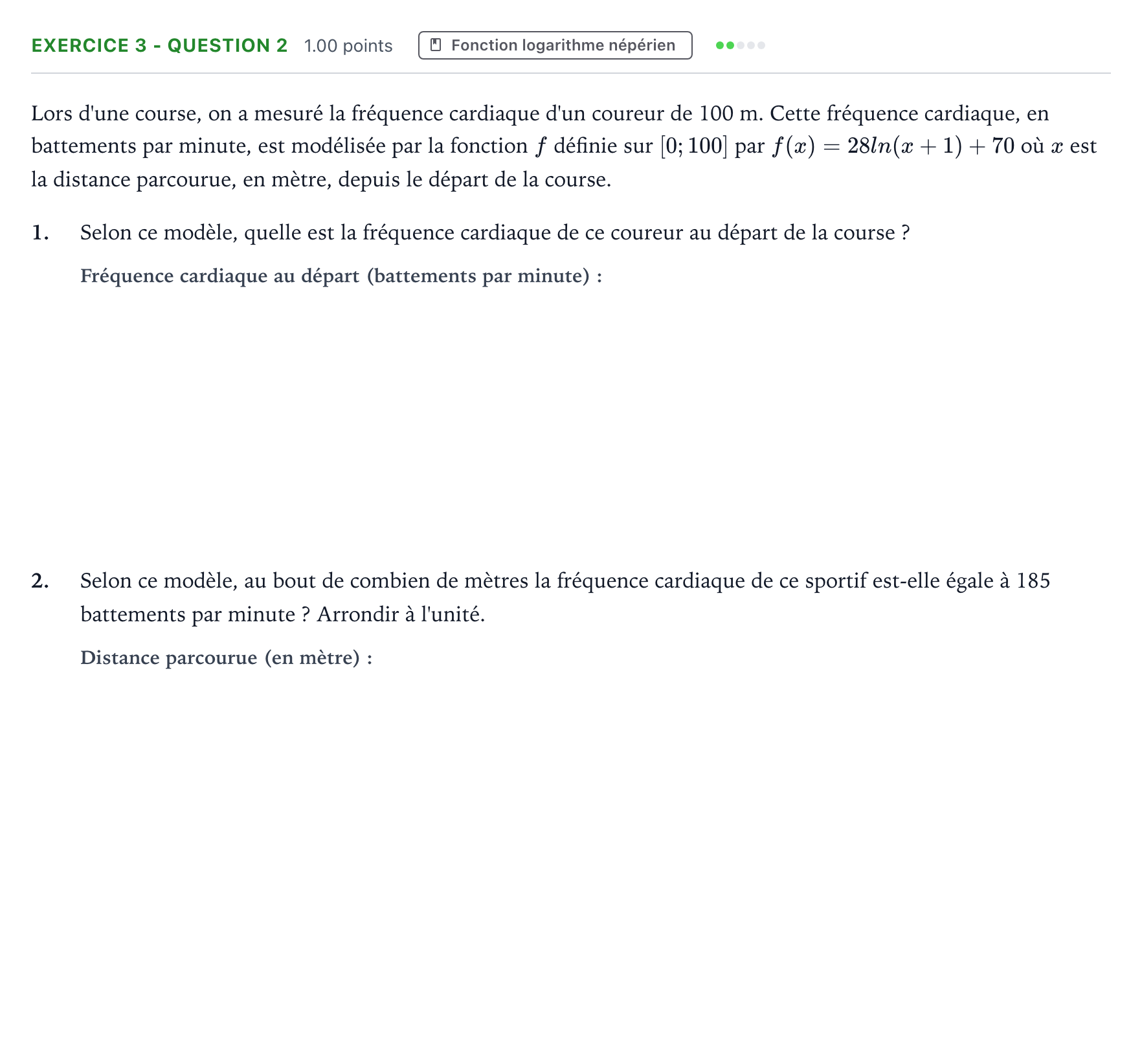 Énoncé: Exercice 3 - Question 2 · Bac STI2D Physique-Chimie et Mathématiques Métropole remplacement 2022