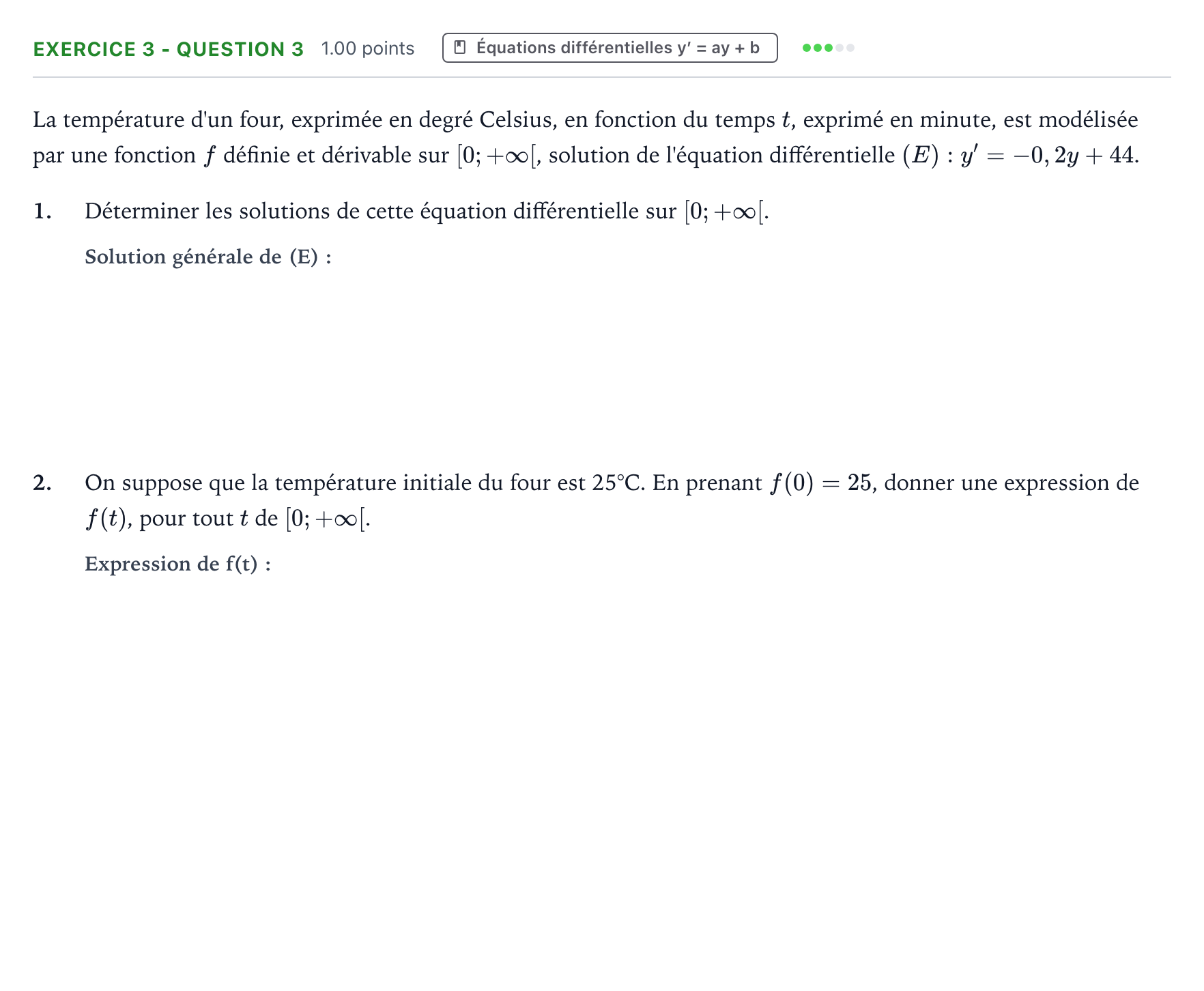 Énoncé: Exercice 3 - Question 3 · Bac STI2D Physique-Chimie et Mathématiques Métropole remplacement 2022