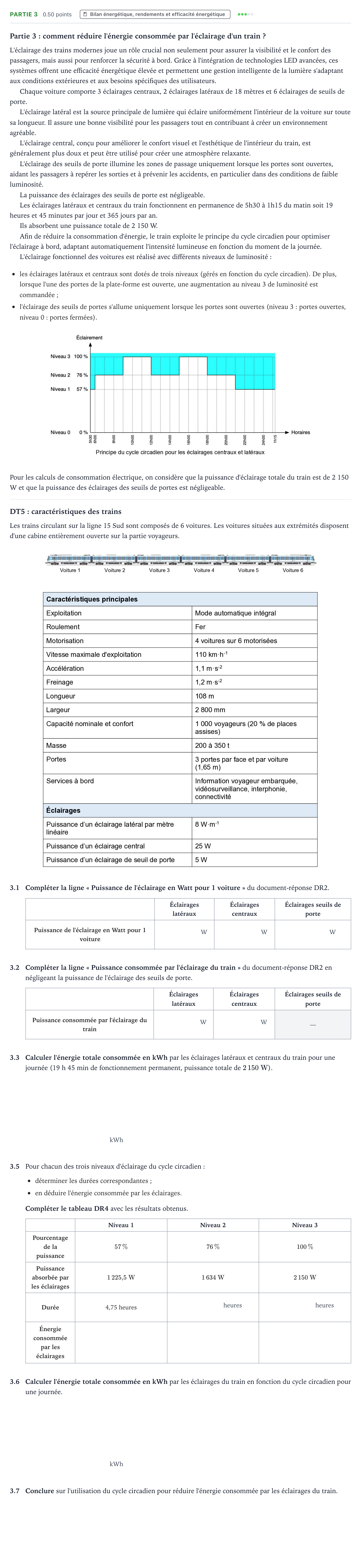 Énoncé: Partie 3 - Bilan énergétique · Bac STI2D Ingénierie, Innovation et Développement Durable Métropole remplacement - SIN 2026