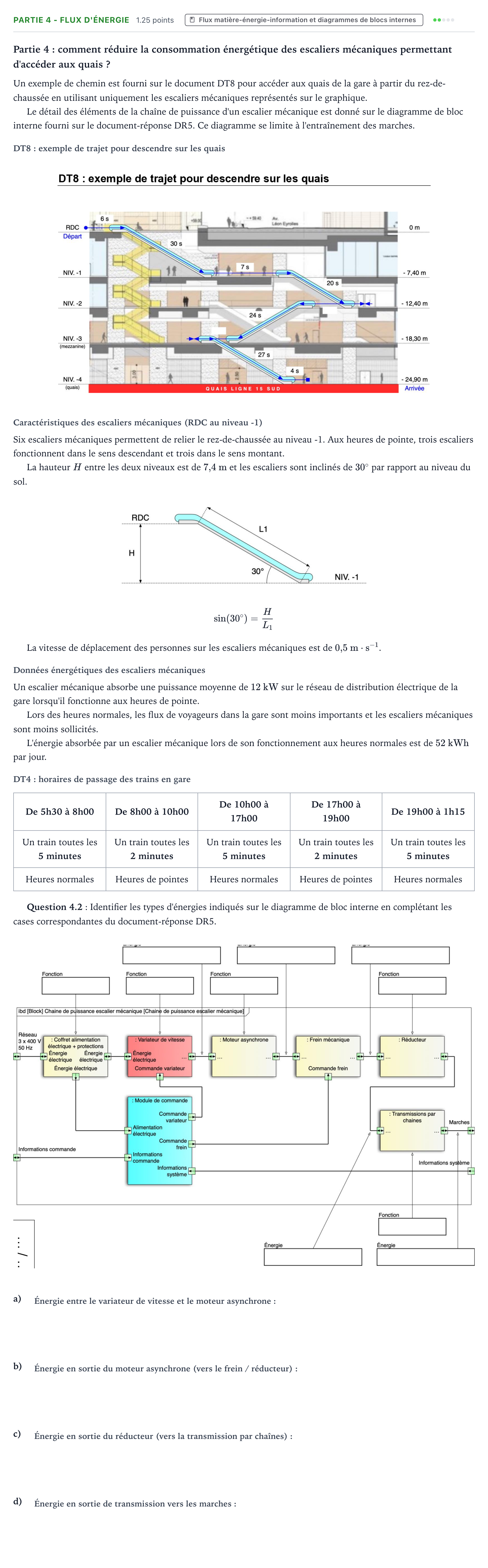Énoncé: Partie 4 - Flux d'énergie · Bac STI2D Ingénierie, Innovation et Développement Durable Métropole remplacement - SIN 2026