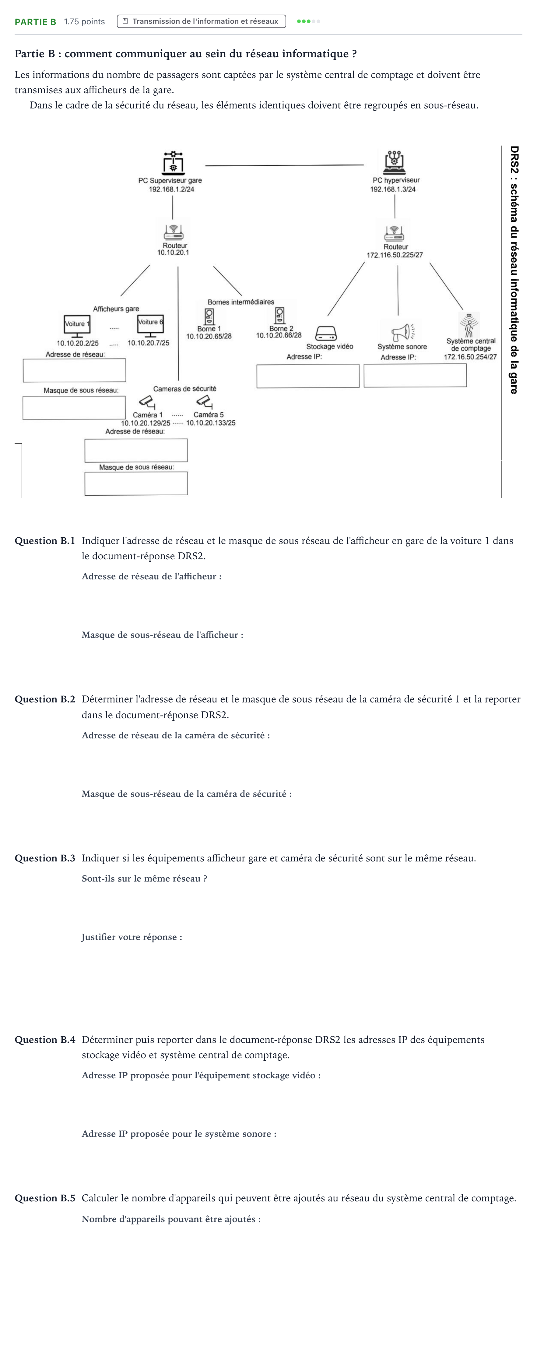 Énoncé: Partie B · Bac STI2D Ingénierie, Innovation et Développement Durable Métropole remplacement - SIN 2026