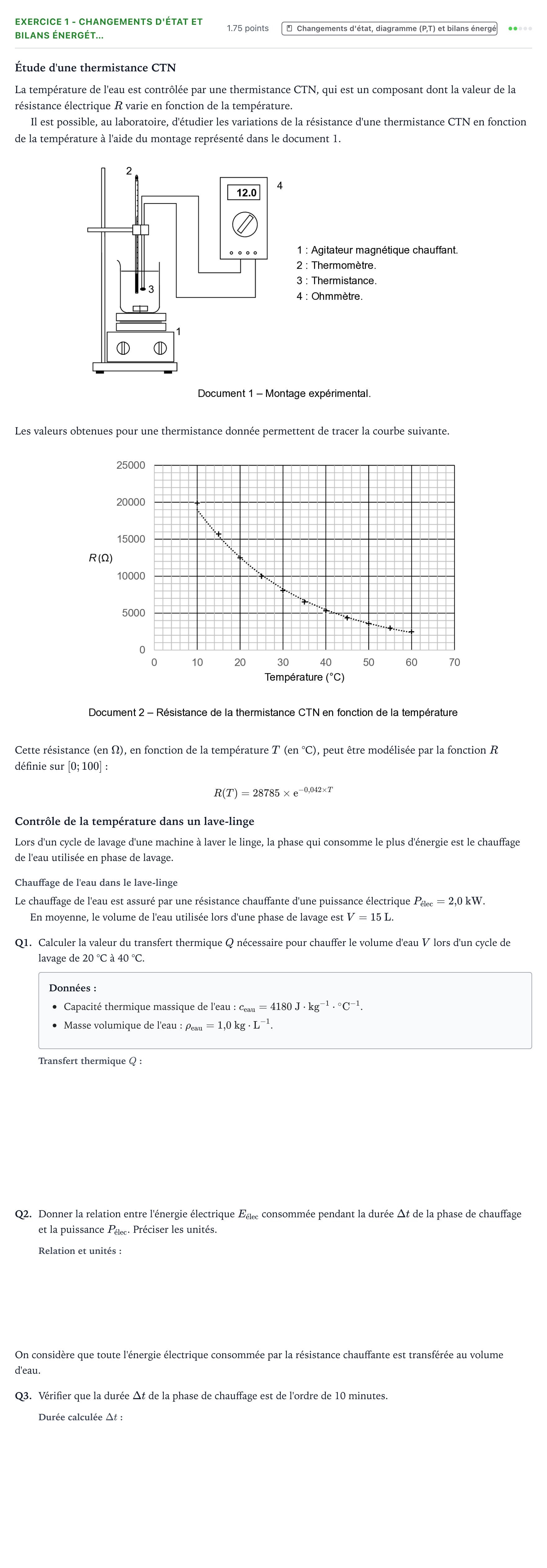 Énoncé: Exercice 1 - Changements d'état et bilans énergét… · Bac STI2D Physique-Chimie et Mathématiques Métropole remplacement 2023