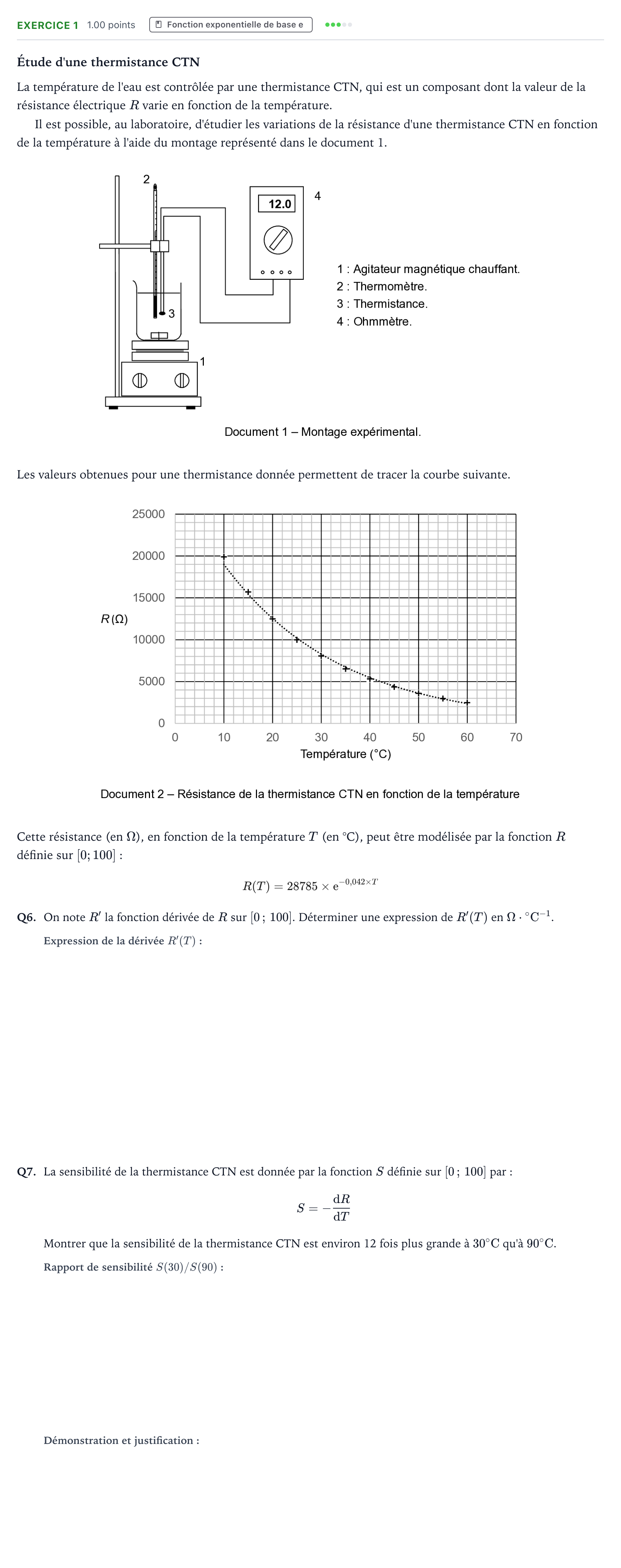 Énoncé: Exercice 1 - Fonction exponentielle de base e · Bac STI2D Physique-Chimie et Mathématiques Métropole remplacement 2023