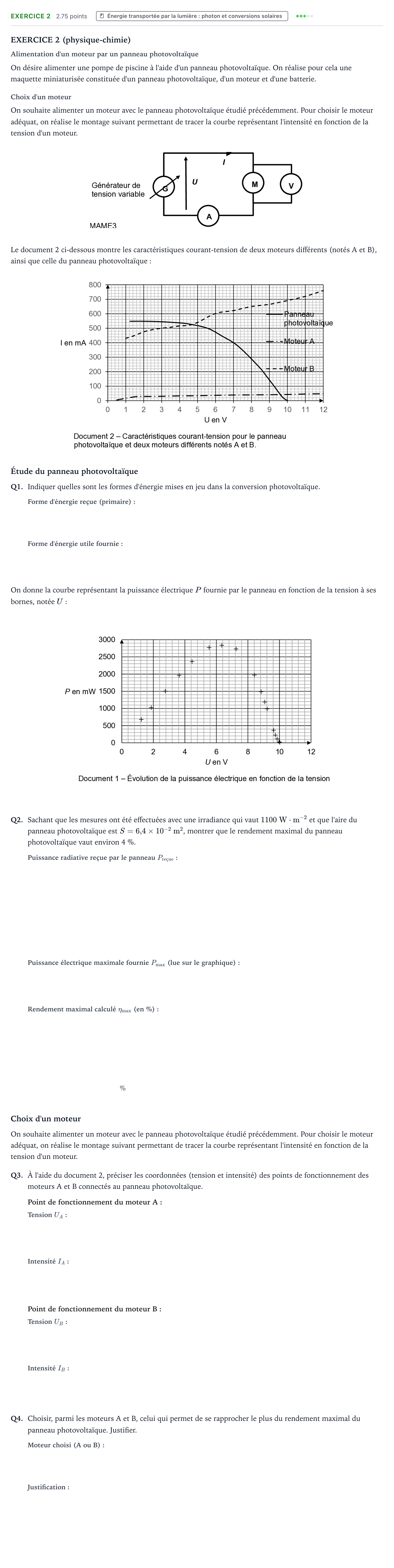 Énoncé: Exercice 2 - Énergie transportée par la lumière · Bac STI2D Physique-Chimie et Mathématiques Métropole remplacement 2023