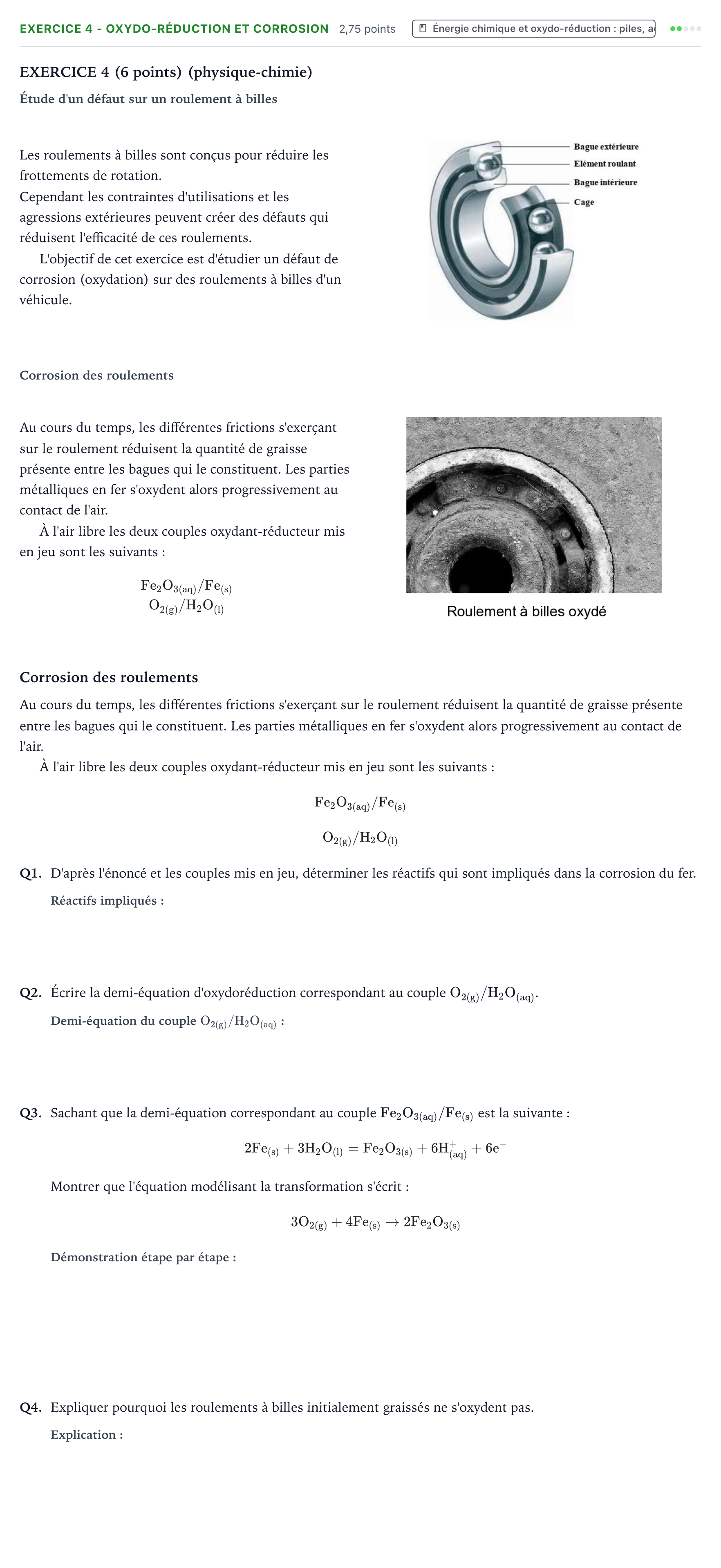 Énoncé: Exercice 4 - Oxydo-réduction et corrosion · Bac STI2D Physique-Chimie et Mathématiques Métropole remplacement 2023