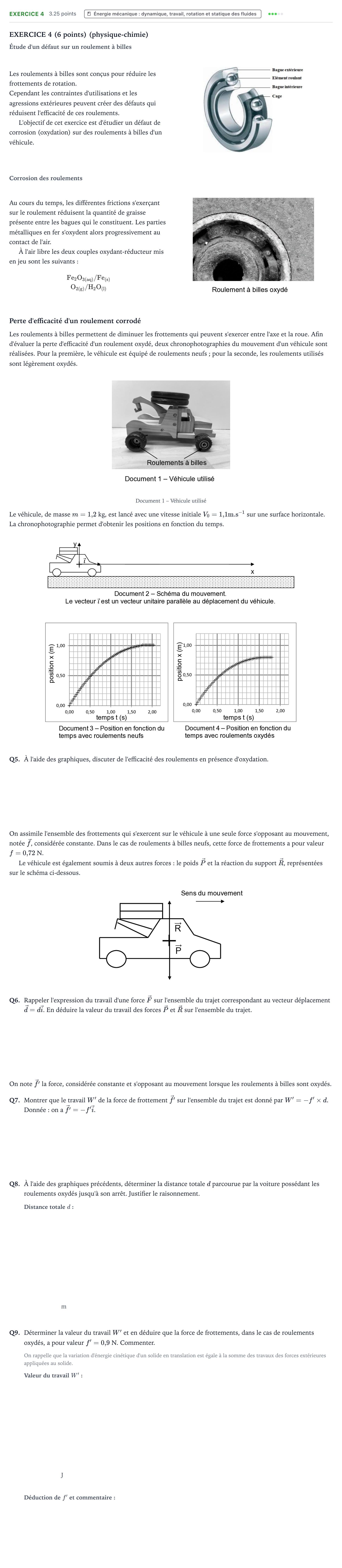 Énoncé: Exercice 4 - Énergie mécanique · Bac STI2D Physique-Chimie et Mathématiques Métropole remplacement 2023