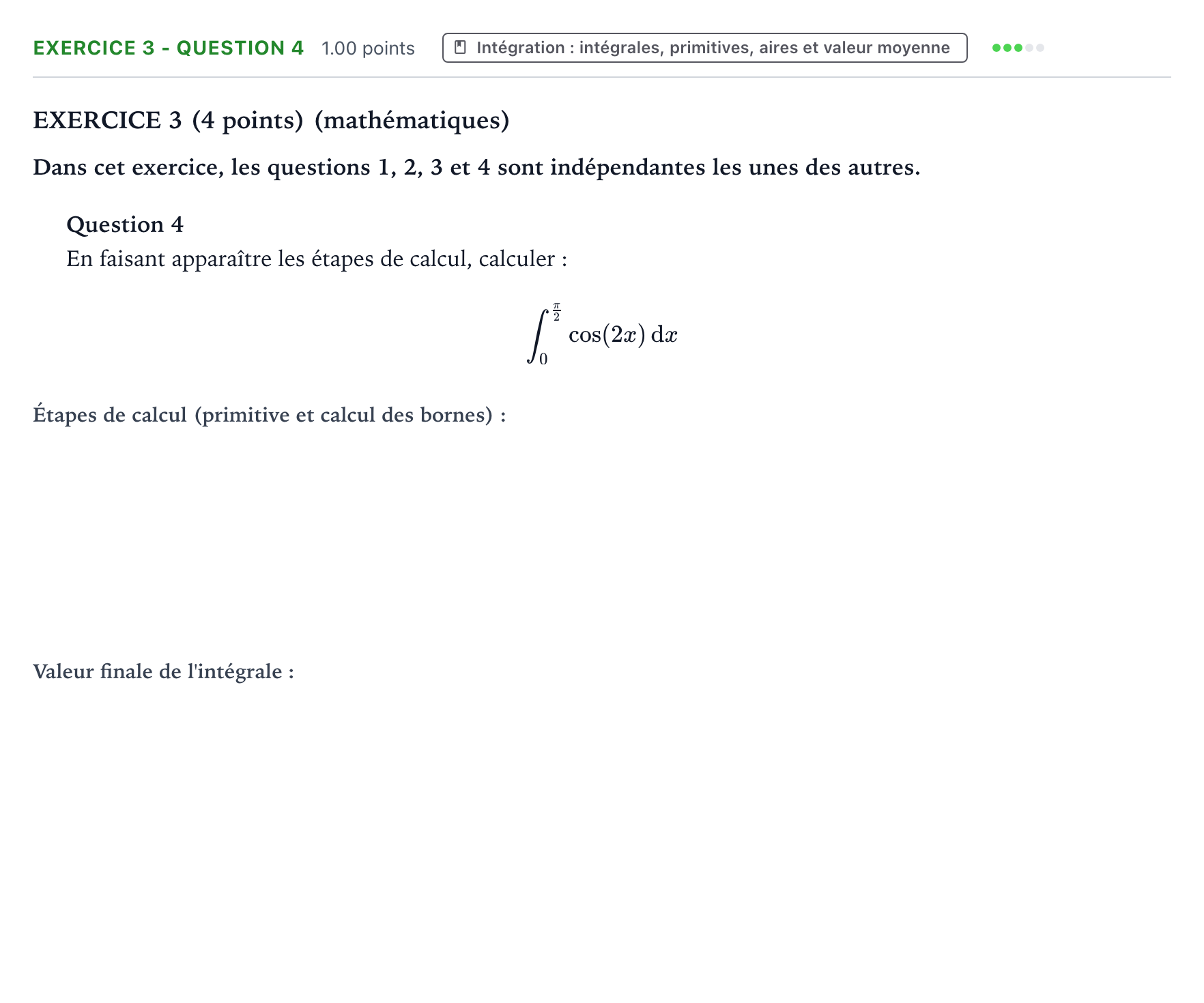 Énoncé: Exercice 3 - Question 4 · Bac STI2D Physique-Chimie et Mathématiques Métropole remplacement 2024