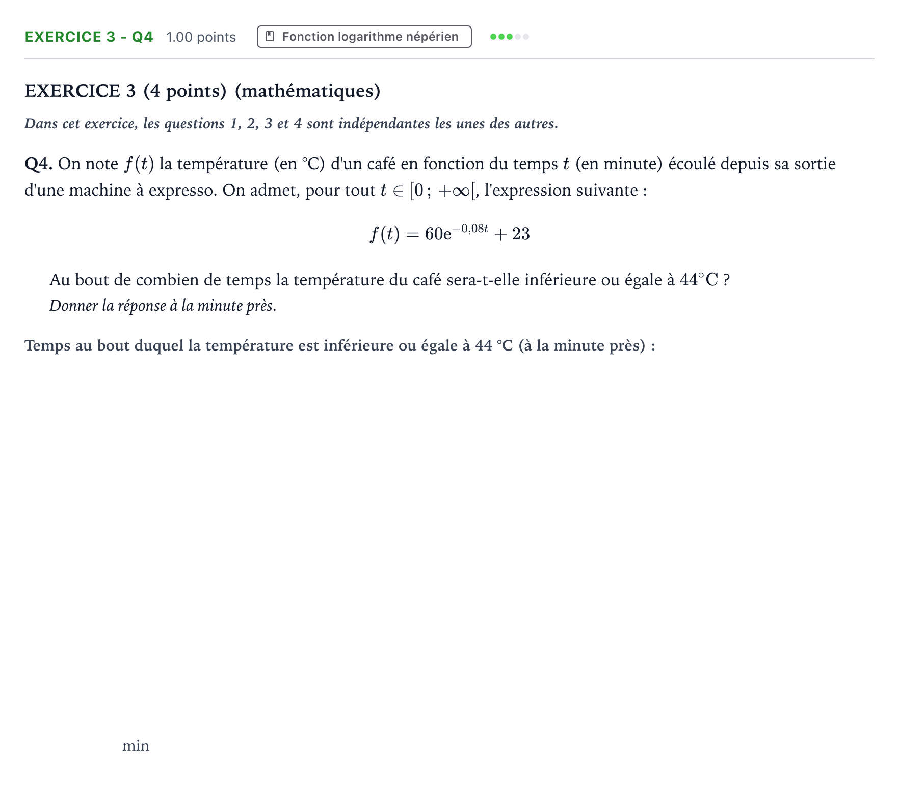 Énoncé: Exercice 3 - Q4 · Bac STI2D Physique-Chimie et Mathématiques Métropole remplacement 2025