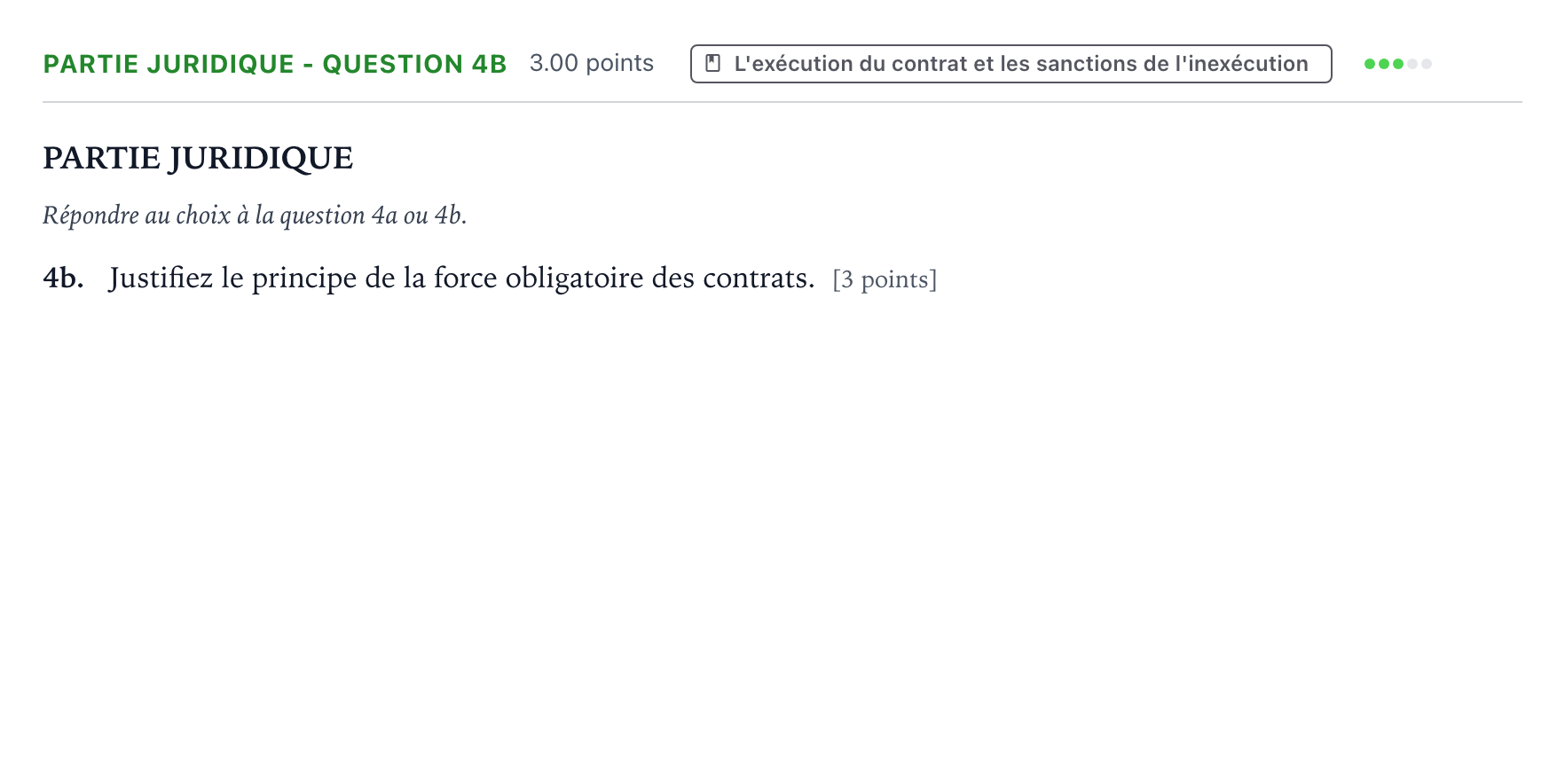 Énoncé: Partie juridique - Question 4b · Bac STMG Droit et Économie Métropole remplacement 2022