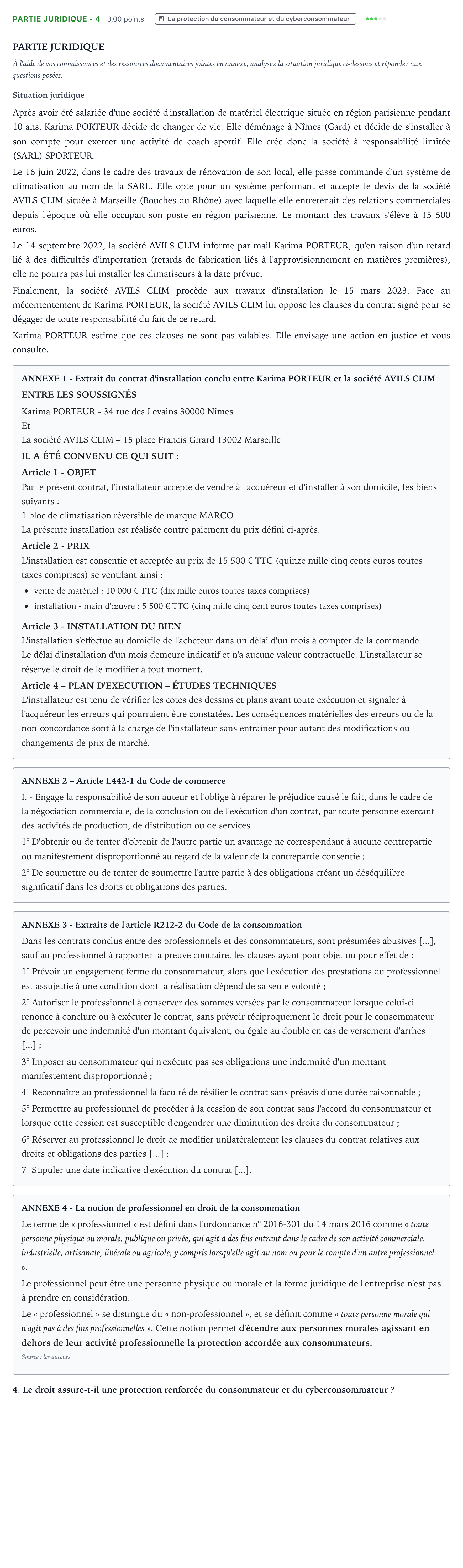 Énoncé: Partie juridique - 4 · Bac STMG Droit et Économie Métropole remplacement 2023