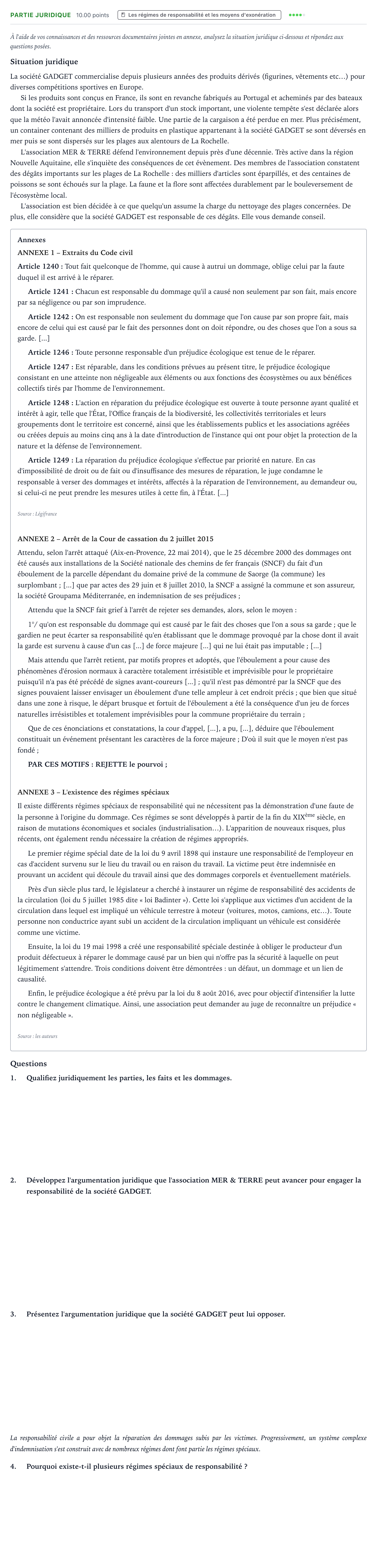Énoncé: Partie juridique · Bac STMG Droit et Économie Métropole remplacement 2024
