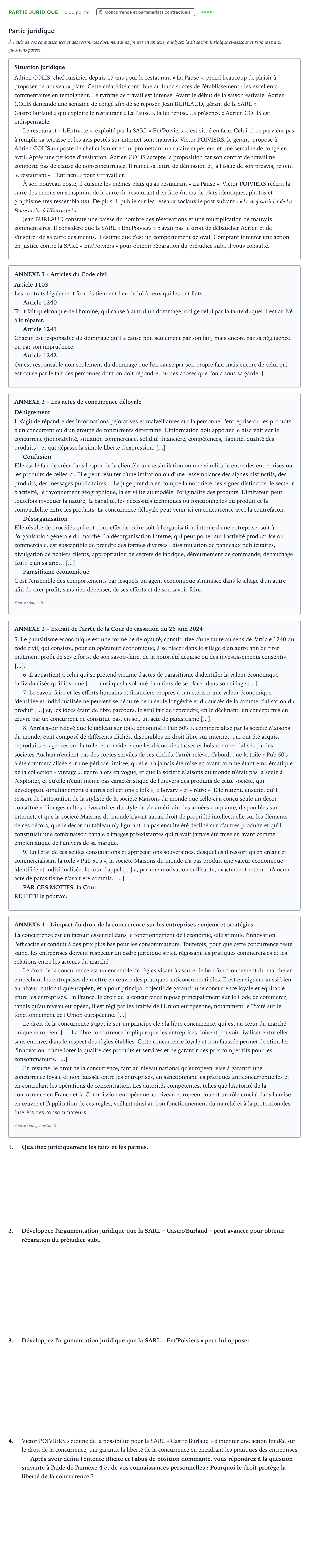 Énoncé: Partie juridique · Bac STMG Droit et Économie Métropole remplacement 2025