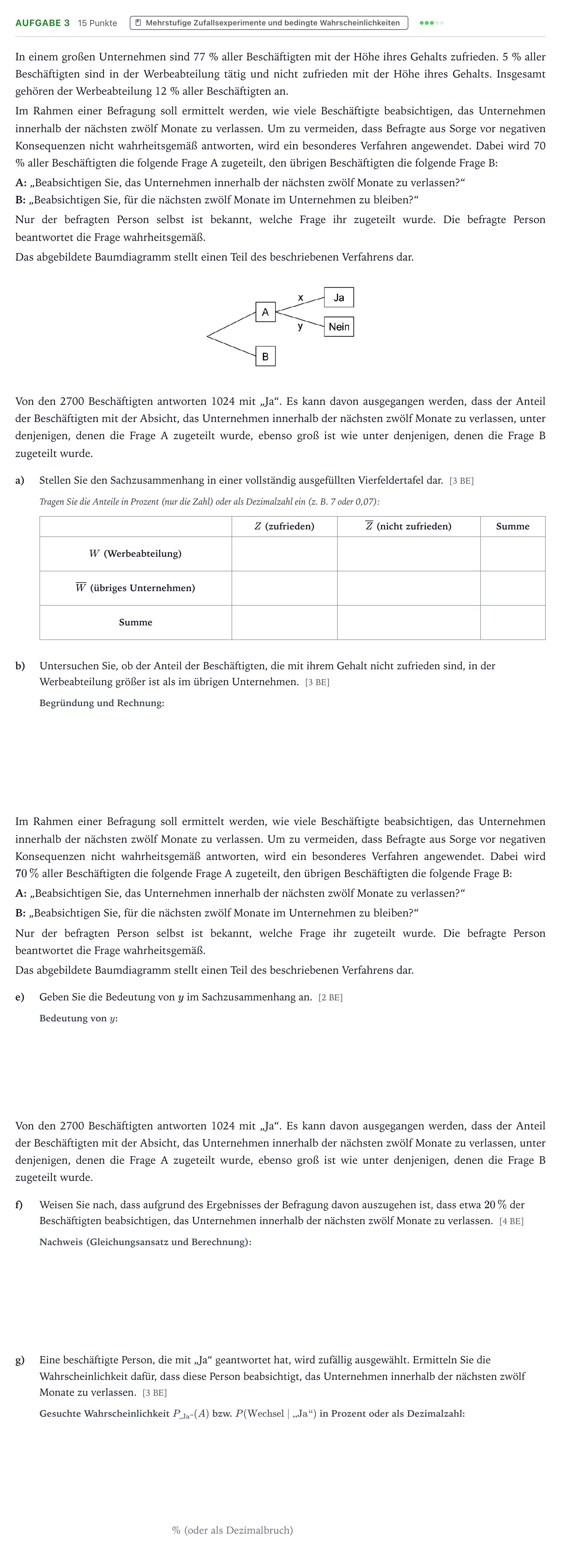Aufgabenstellung: Aufgabe 3 - Mehrstufige Zufallsexperimente · Abitur NRW Mathematik GK · Teil B · Stochastik (WTR) 2021