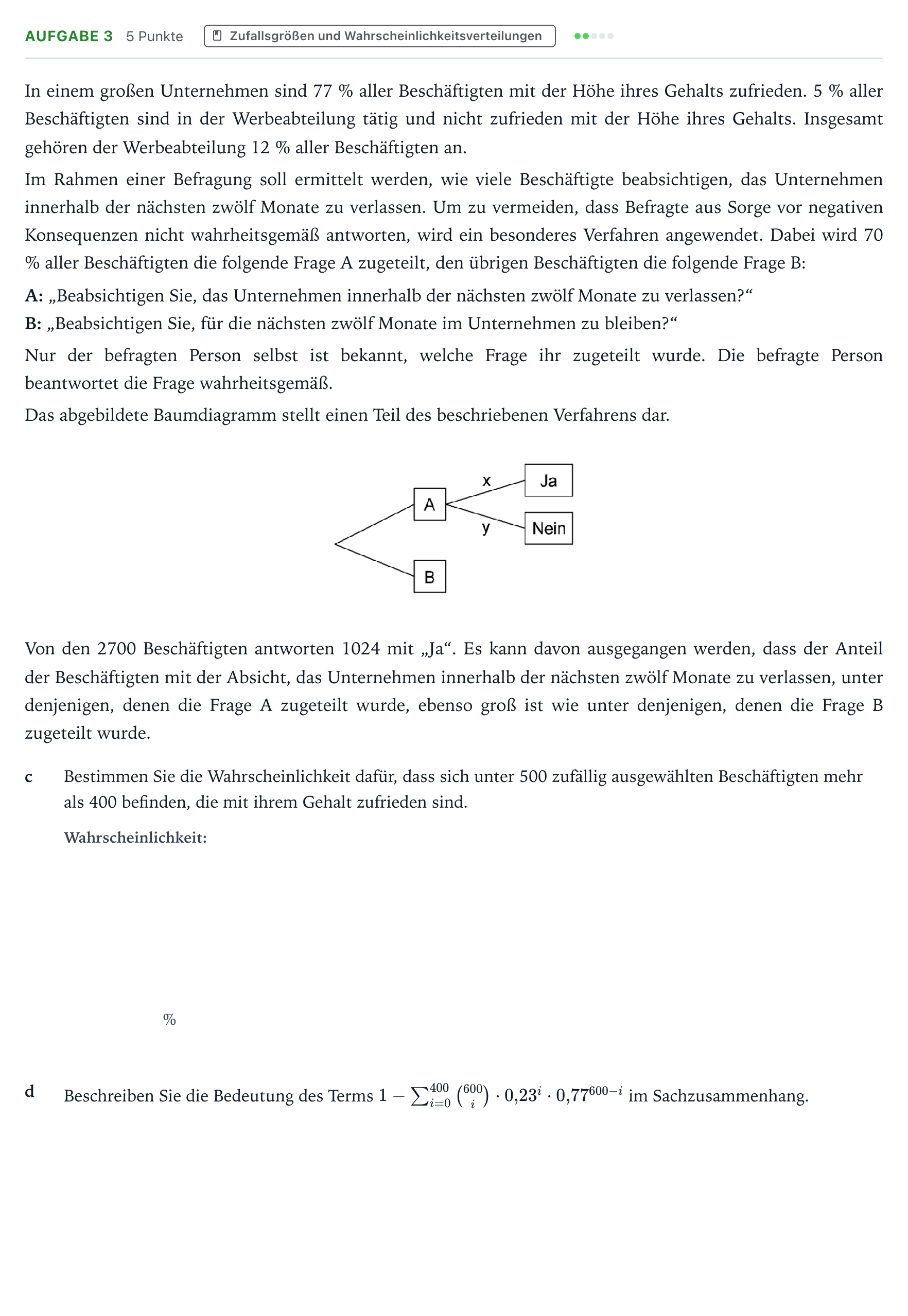 Aufgabenstellung: Aufgabe 3 - Zufallsgrößen und Wahrscheinlichkeits… · Abitur NRW Mathematik GK · Teil B · Stochastik (WTR) 2021