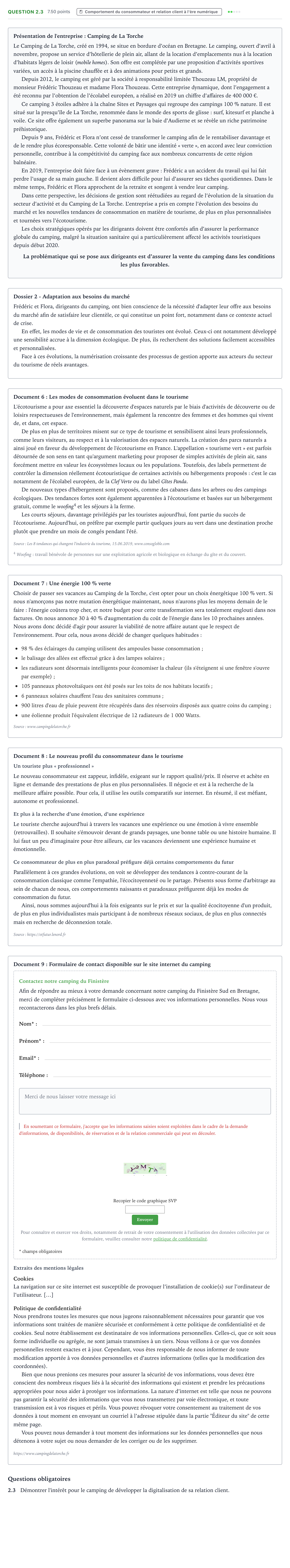 Énoncé: Question 2.3 · Bac STMG Management des Sciences de Gestion et du Numérique Métropole Candidat libre 2021