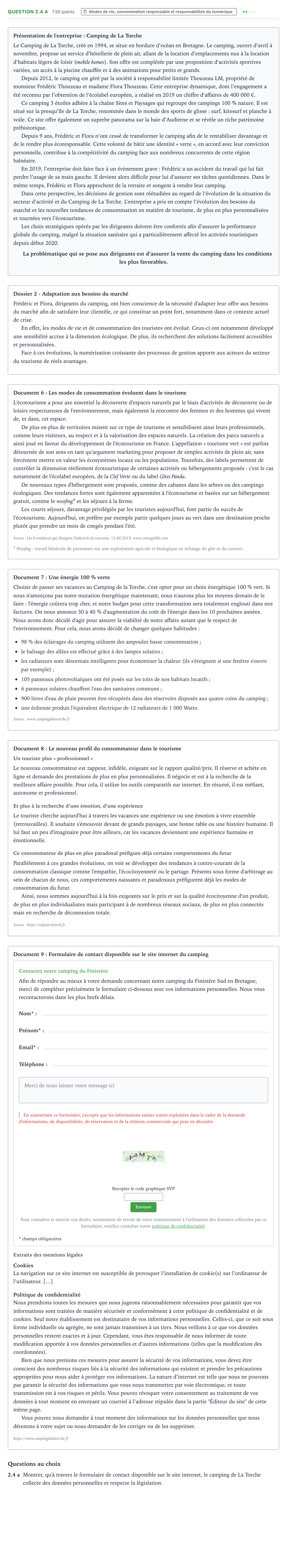 Énoncé: Question 2.4 a · Bac STMG Management des Sciences de Gestion et du Numérique Métropole Candidat libre 2021
