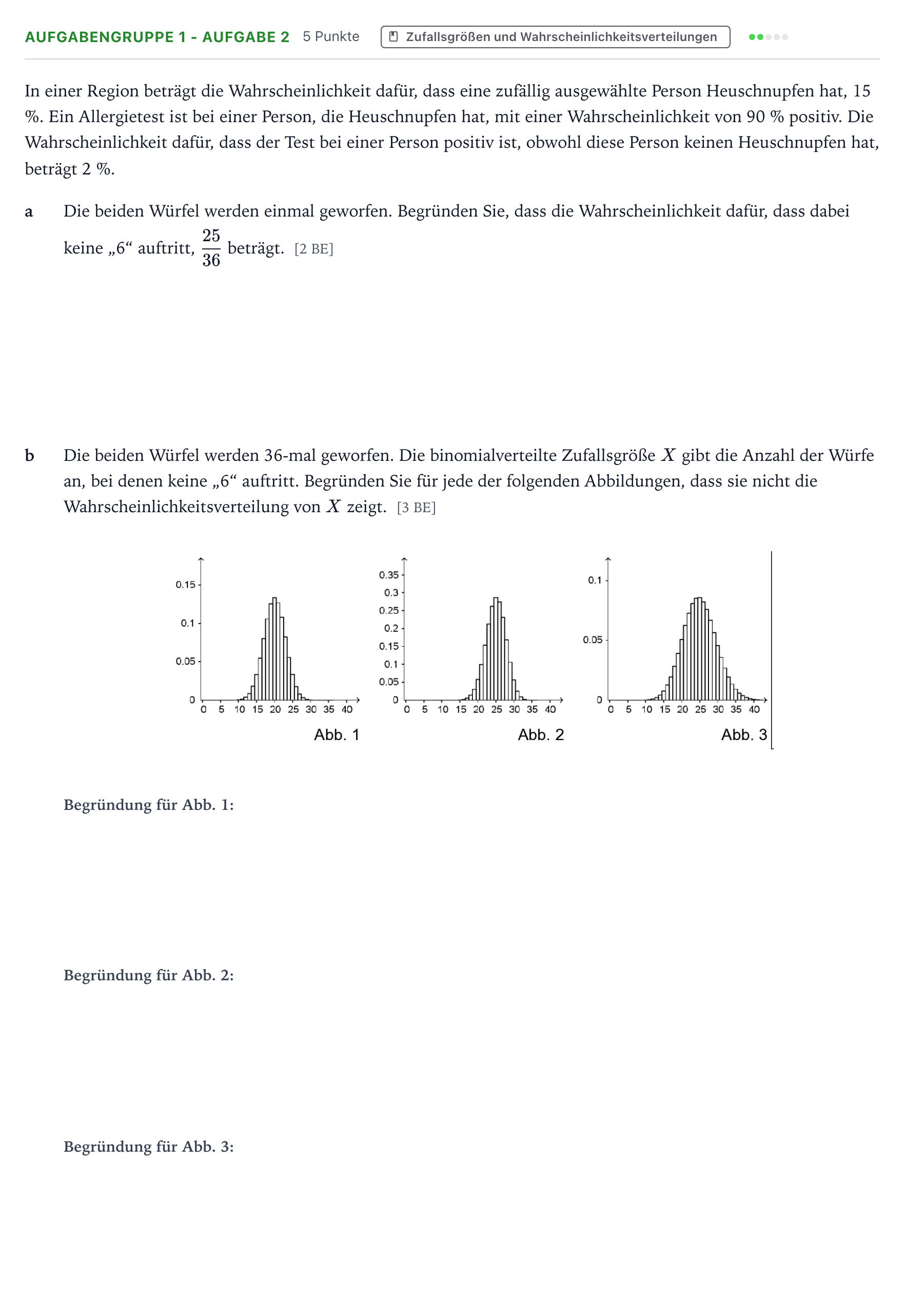 Aufgabenstellung: Aufgabengruppe 1 - Aufgabe 2 · Abitur NRW Mathematik GK · Teil A · Stochastik 2021