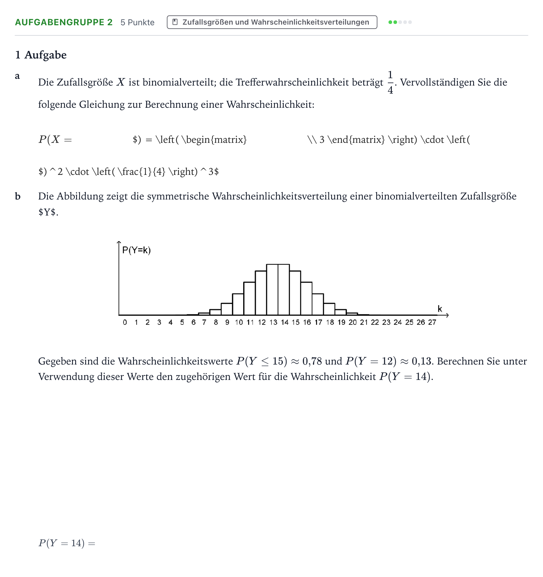 Aufgabenstellung: Aufgabengruppe 2 · Abitur NRW Mathematik GK · Teil A · Stochastik 2021
