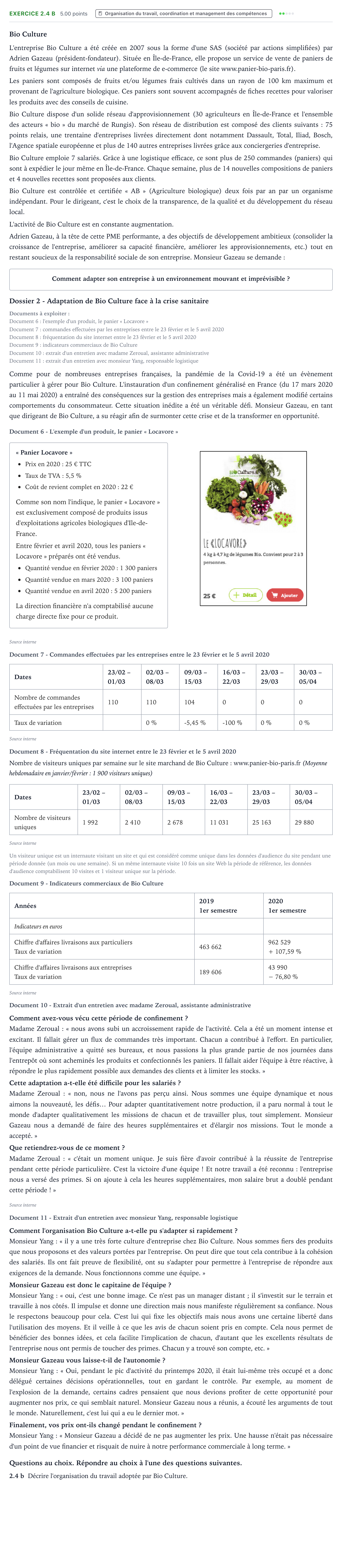 Énoncé: Exercice 2.4 b · Bac STMG Management des Sciences de Gestion et du Numérique Métropole remplacement 2021