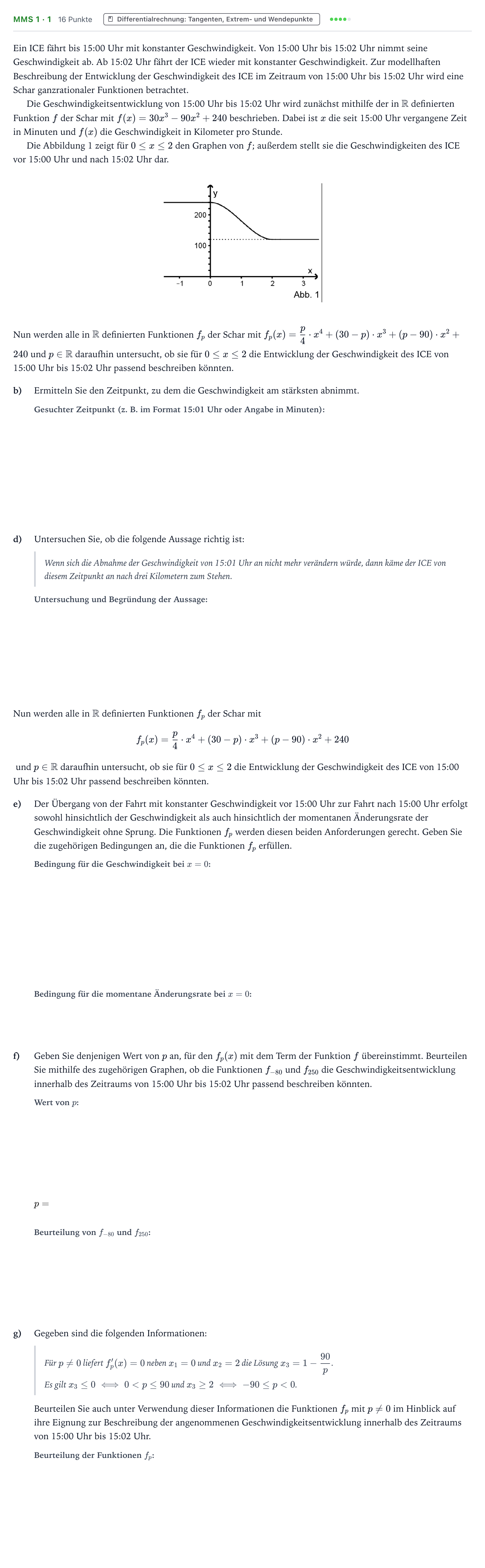 Aufgabenstellung: Aufgabe MMS 1 · 1 - Differentialrechnung: Tangenten, Extr… · Abitur NRW Mathematik LK · Teil B · Analysis (CAS) 2022