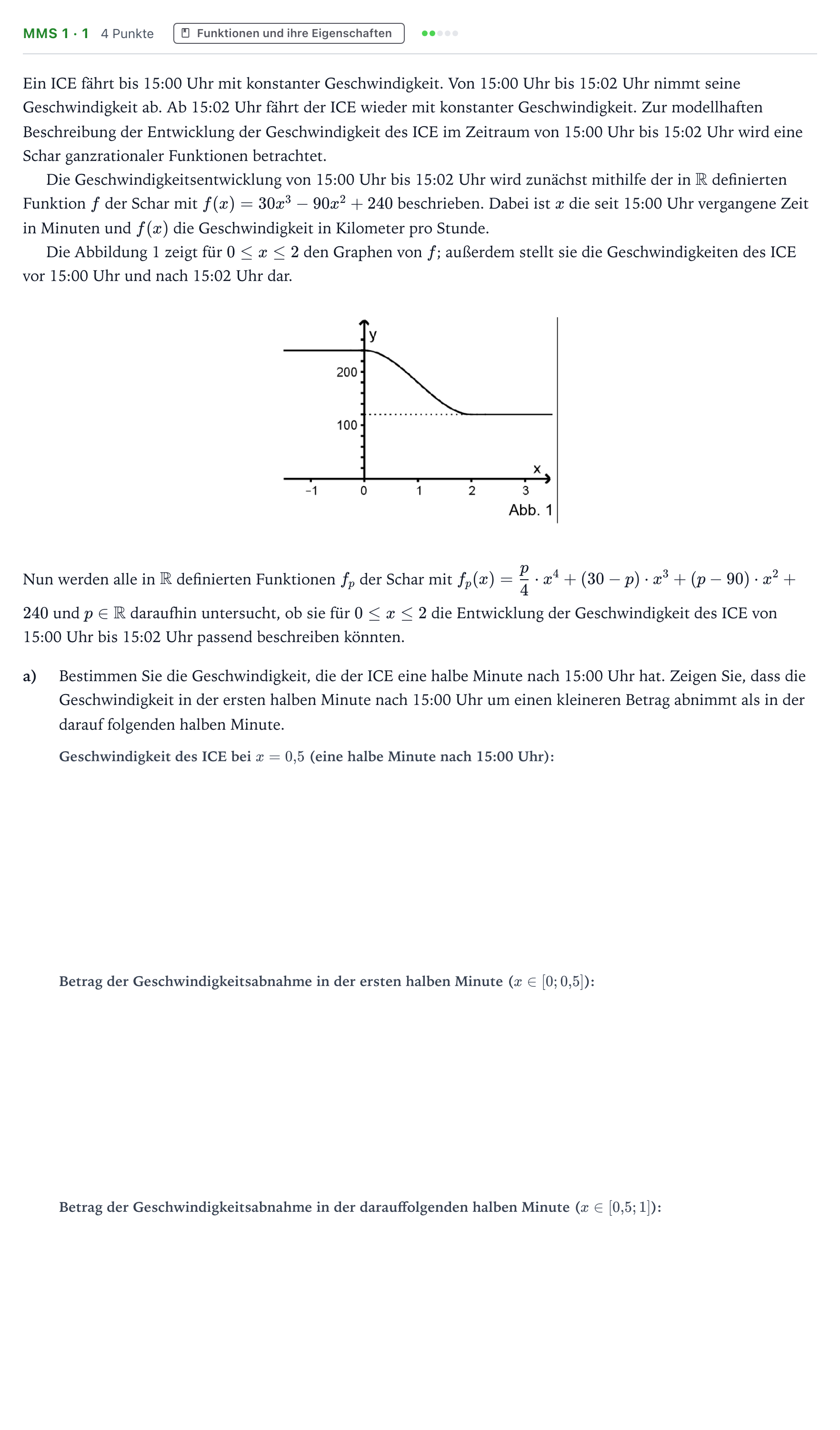 Aufgabenstellung: Aufgabe MMS 1 · 1 - Funktionen und ihre Eigenschaften · Abitur NRW Mathematik LK · Teil B · Analysis (CAS) 2022