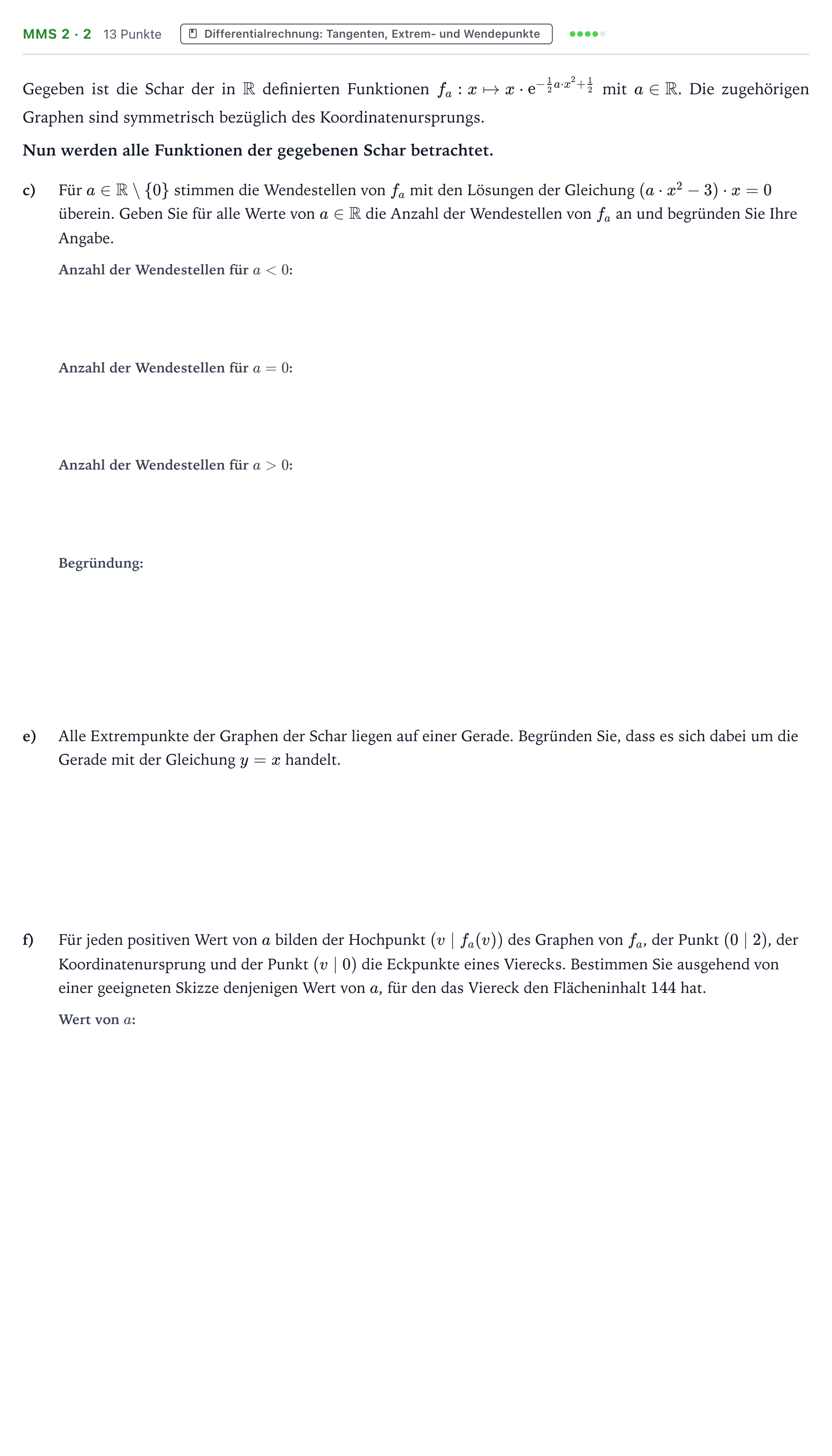 Aufgabenstellung: Aufgabe MMS 2 · 2 - Differentialrechnung: Tangenten, Extr… · Abitur NRW Mathematik LK · Teil B · Analysis (CAS) 2022