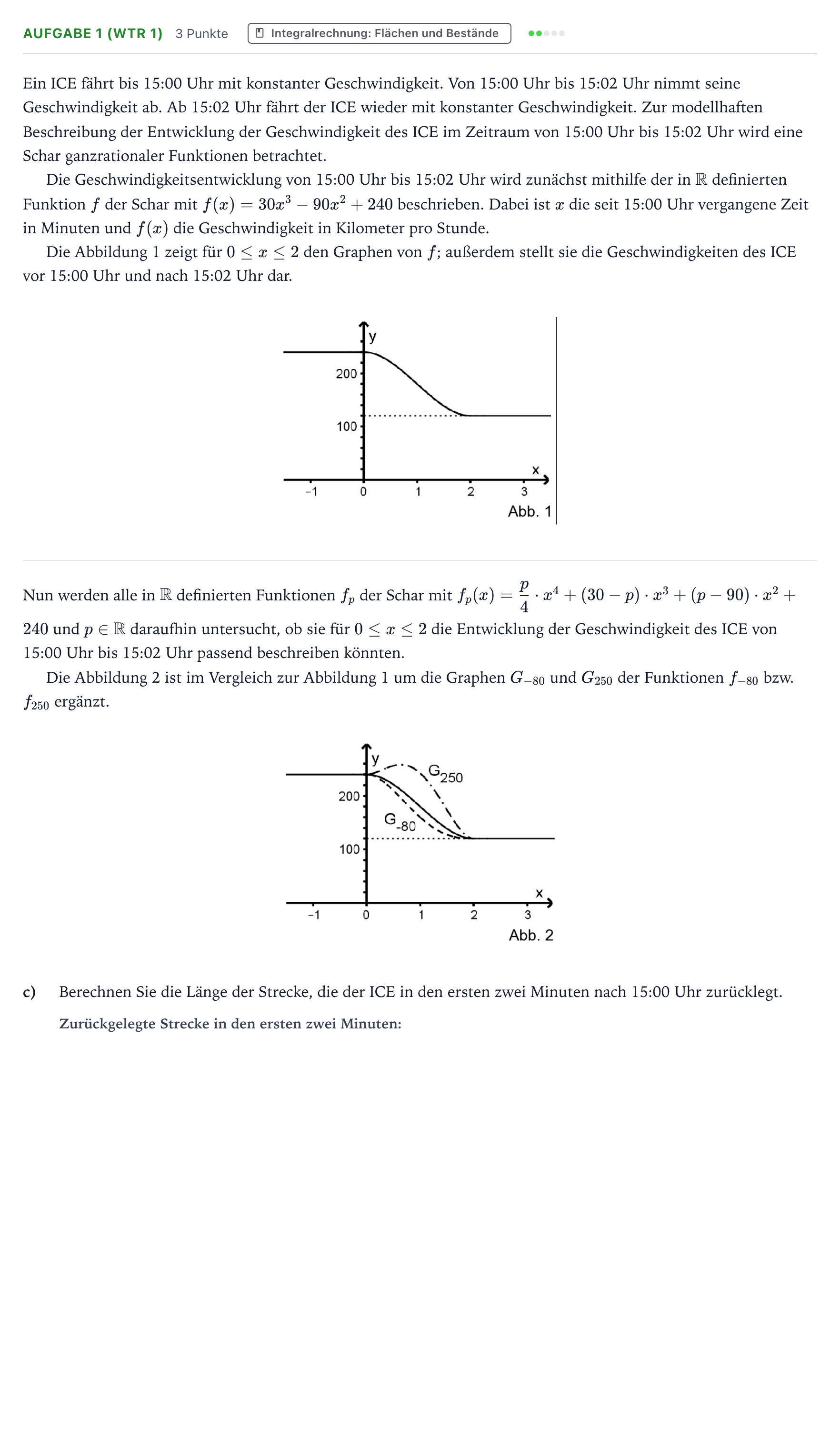 Aufgabenstellung: Aufgabe 1 (WTR 1) - Integralrechnung · Abitur NRW Mathematik LK · Teil B · Analysis (WTR) 2022
