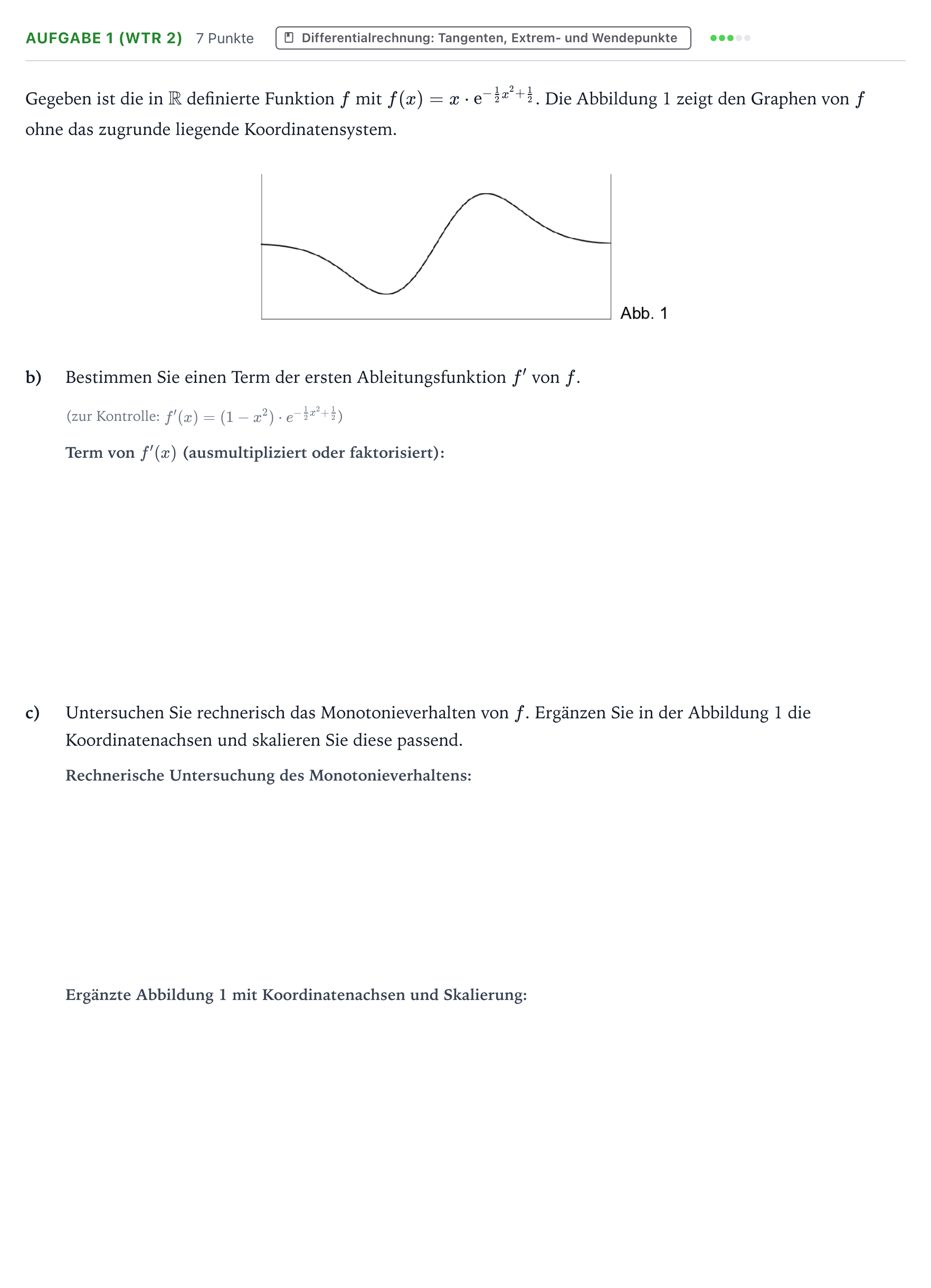 Aufgabenstellung: Aufgabe 1 (WTR 2) - Differentialrechnung · Abitur NRW Mathematik LK · Teil B · Analysis (WTR) 2022
