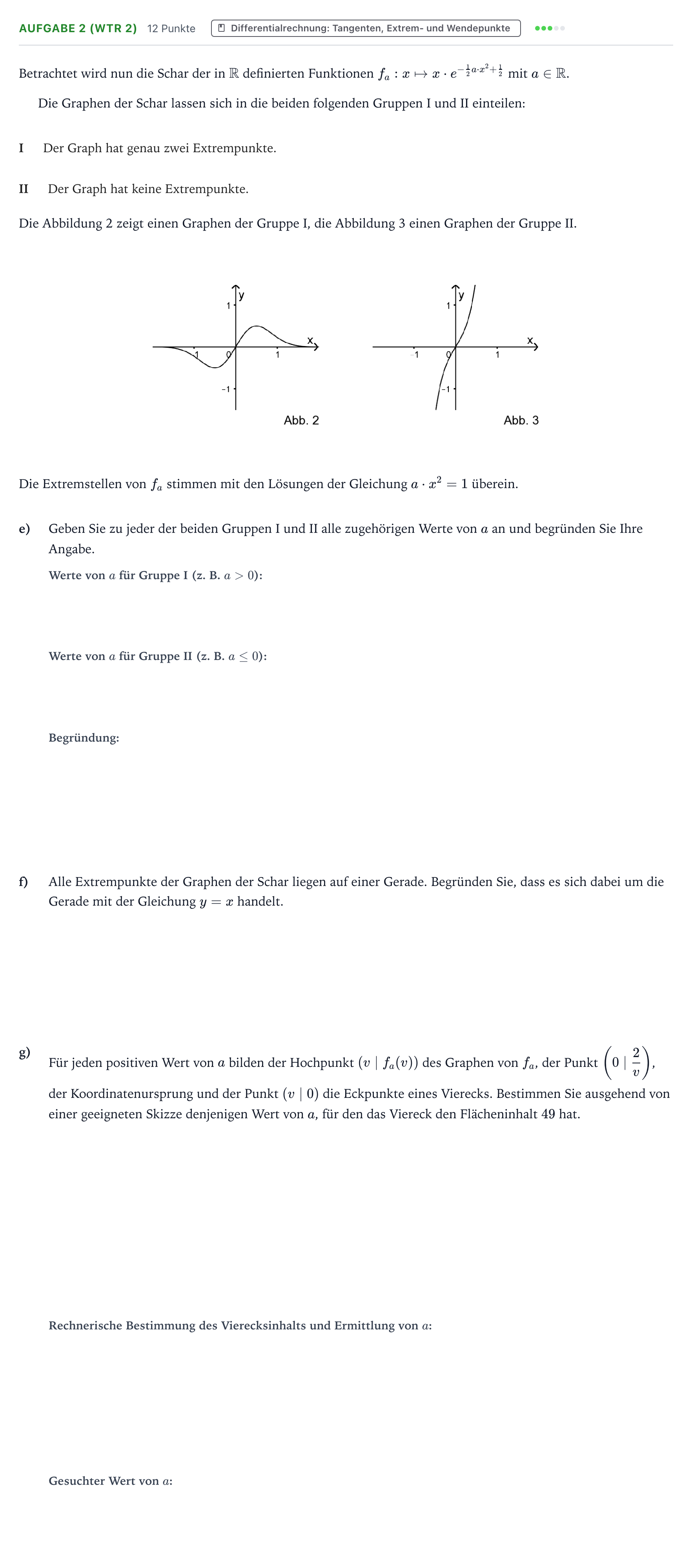 Aufgabenstellung: Aufgabe 2 (WTR 2) - Differentialrechnung · Abitur NRW Mathematik LK · Teil B · Analysis (WTR) 2022