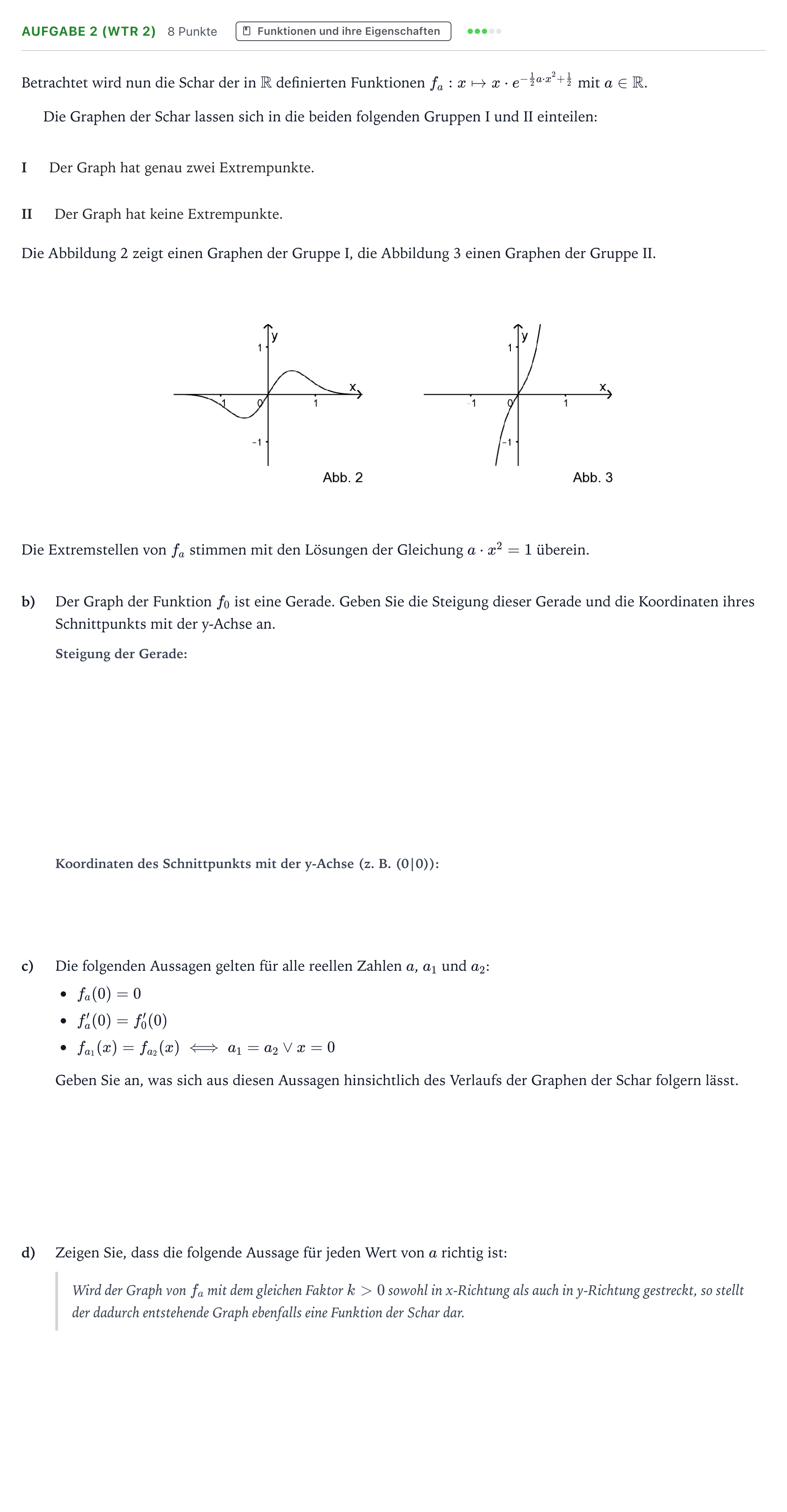Aufgabenstellung: Aufgabe 2 (WTR 2) - Funktionen und ihre Eigenschaften · Abitur NRW Mathematik LK · Teil B · Analysis (WTR) 2022