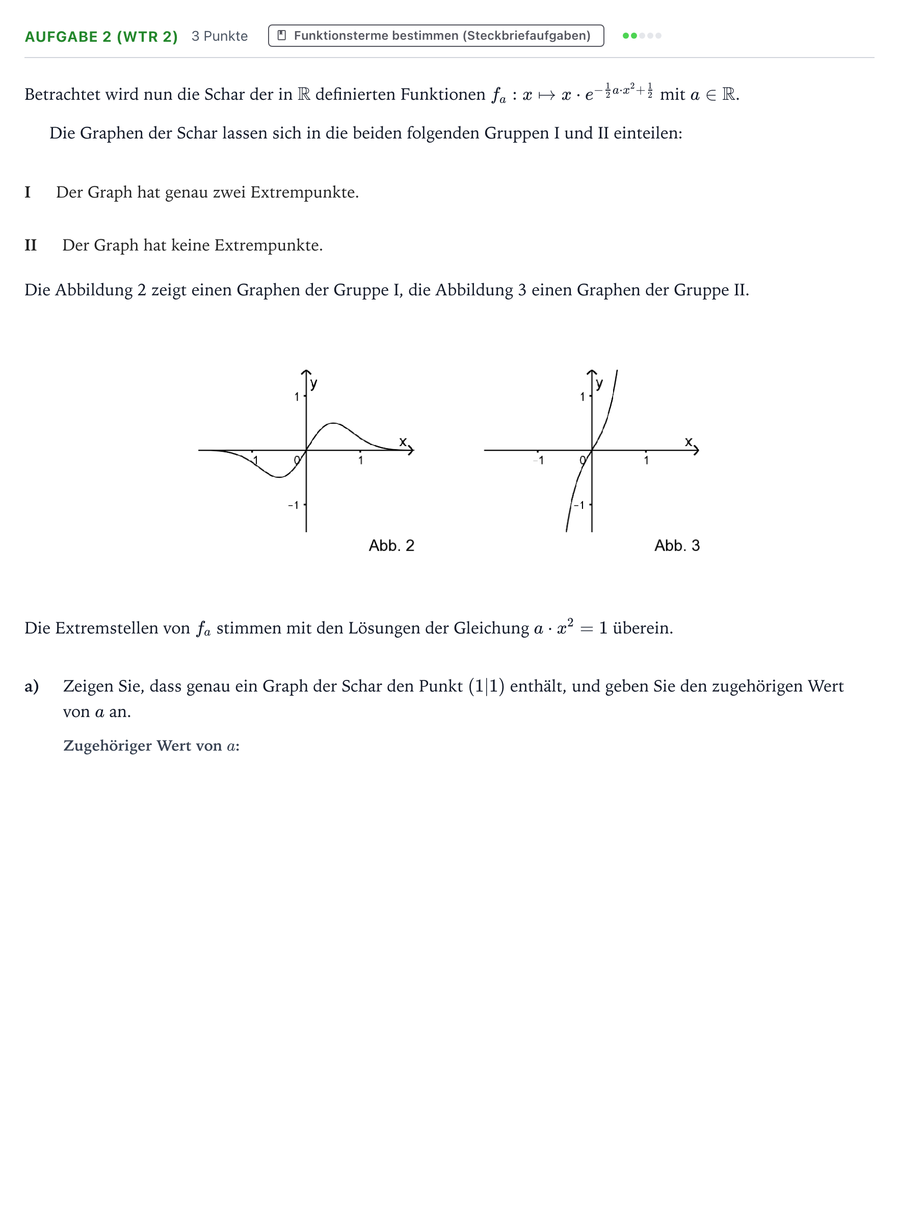 Aufgabenstellung: Aufgabe 2 (WTR 2) - Funktionsterme bestimmen · Abitur NRW Mathematik LK · Teil B · Analysis (WTR) 2022