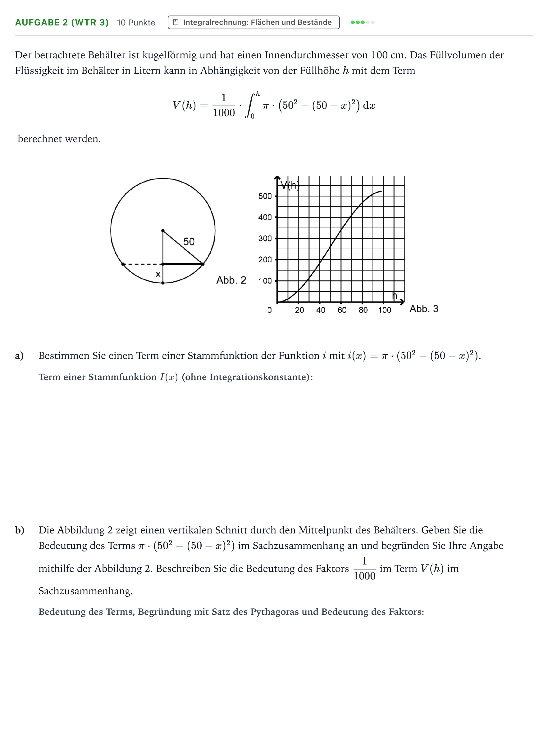 Aufgabenstellung: Aufgabe 2 (WTR 3) - Integralrechnung · Abitur NRW Mathematik LK · Teil B · Analysis (WTR) 2022