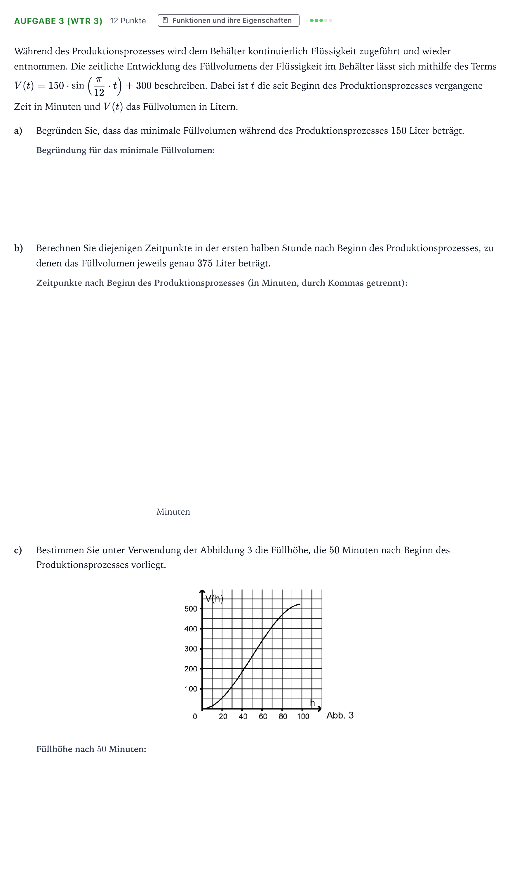 Aufgabenstellung: Aufgabe 3 (WTR 3) · Abitur NRW Mathematik LK · Teil B · Analysis (WTR) 2022
