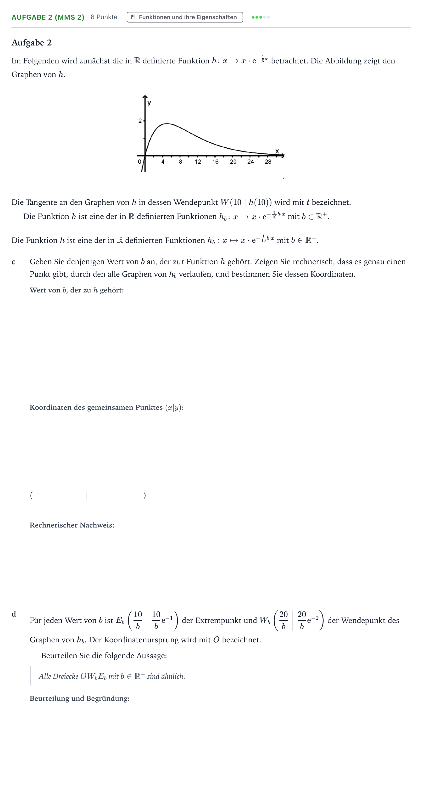 Aufgabenstellung: Aufgabe 2 (MMS 2) - Funktionen und ihre Eigenscha… · Abitur NRW Mathematik GK · Teil B · Analysis (CAS) 2022