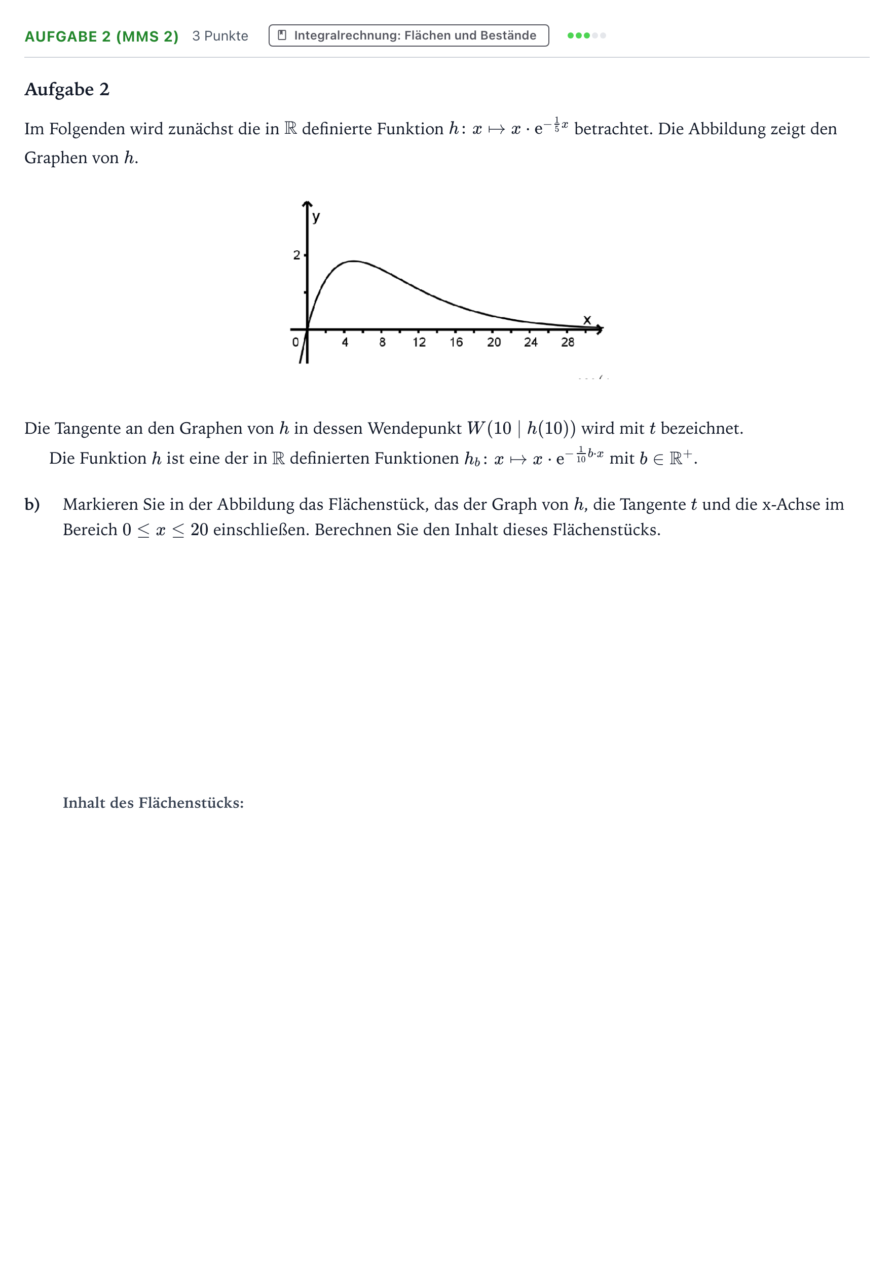Aufgabenstellung: Aufgabe 2 (MMS 2) - Integralrechnung · Abitur NRW Mathematik GK · Teil B · Analysis (CAS) 2022