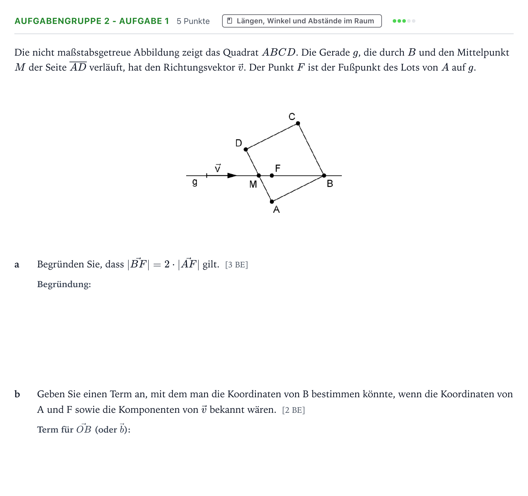 Aufgabenstellung: Aufgabengruppe 2 - Aufgabe 1 · Abitur NRW Mathematik LK · Teil A · Analytische Geometrie 2022