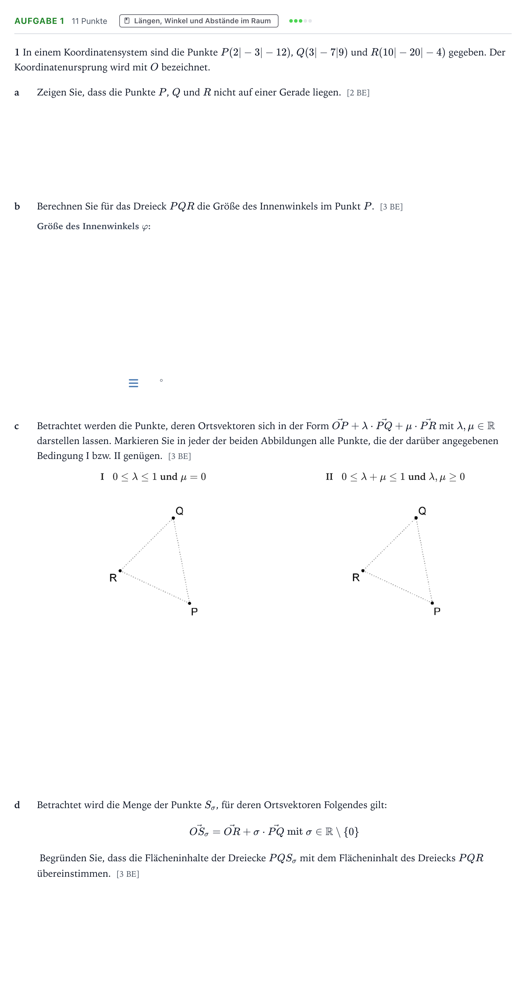 Aufgabenstellung: Aufgabe 1 · Abitur NRW Mathematik LK · Teil B · Lineare Algebra (CAS) 2022