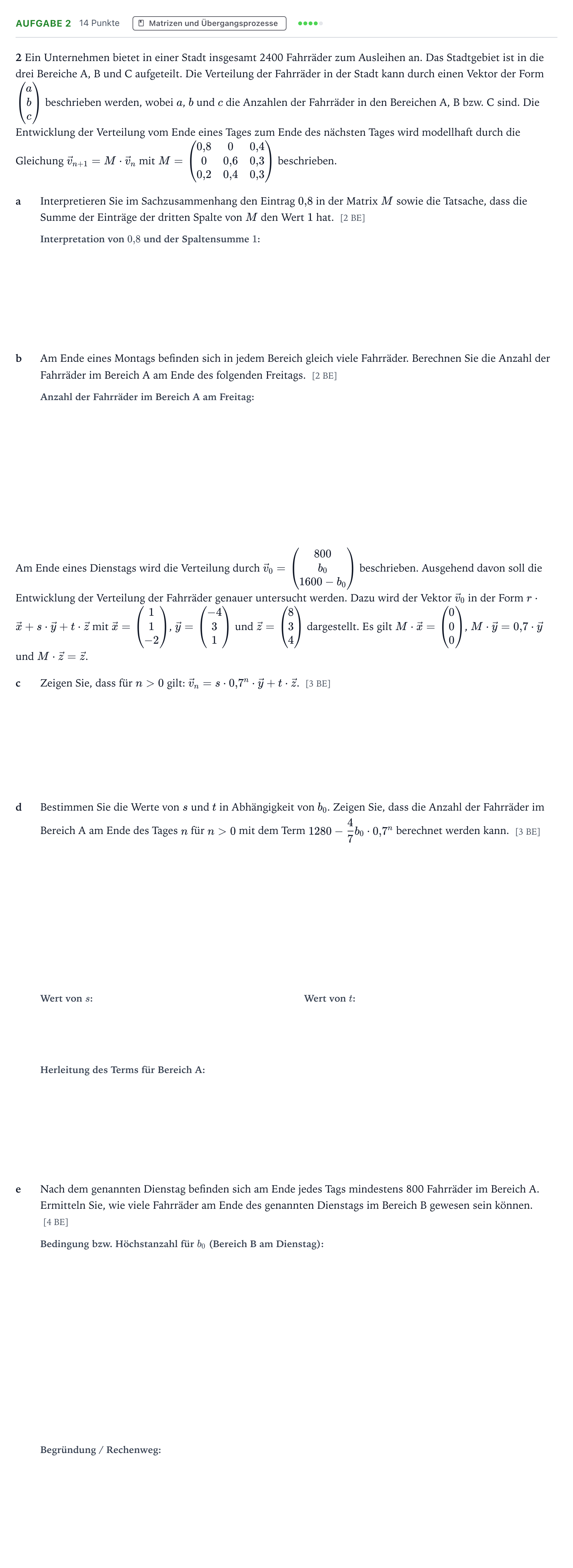 Aufgabenstellung: Aufgabe 2 · Abitur NRW Mathematik LK · Teil B · Lineare Algebra (CAS) 2022