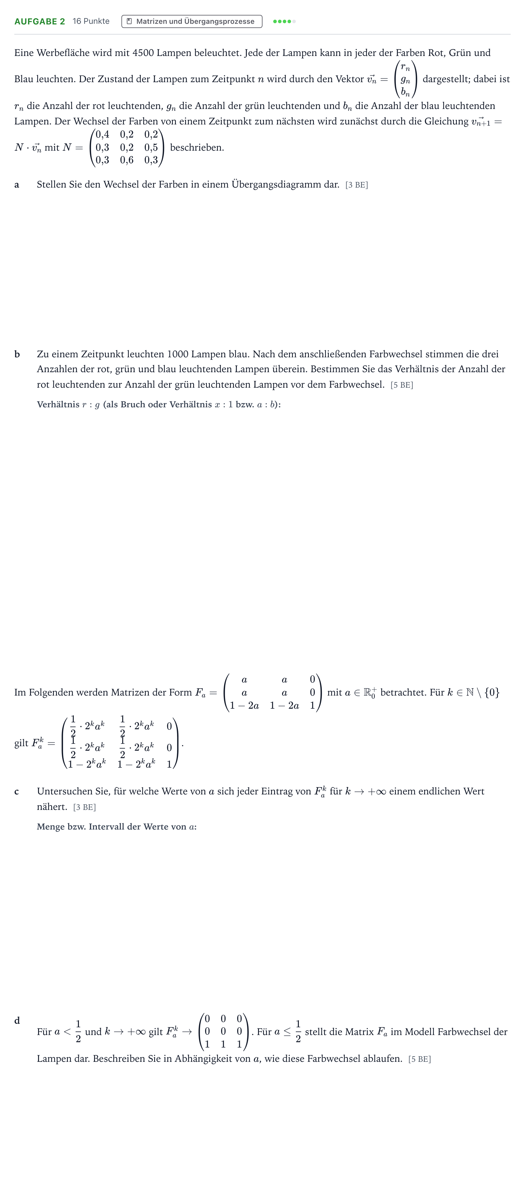 Aufgabenstellung: Aufgabe 2 · Abitur NRW Mathematik LK · Teil B · Lineare Algebra (WTR) 2022