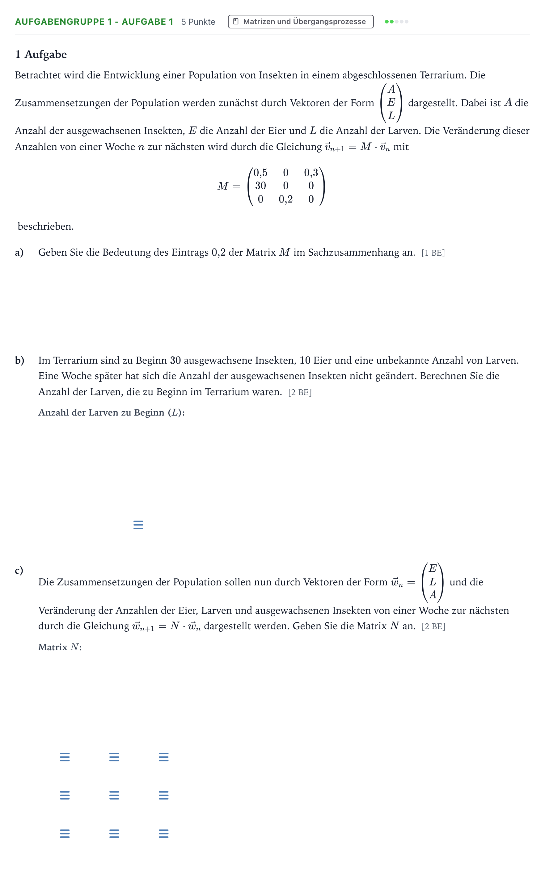 Aufgabenstellung: Aufgabengruppe 1 - Aufgabe 1 · Abitur NRW Mathematik LK · Teil A · Lineare Algebra 2022