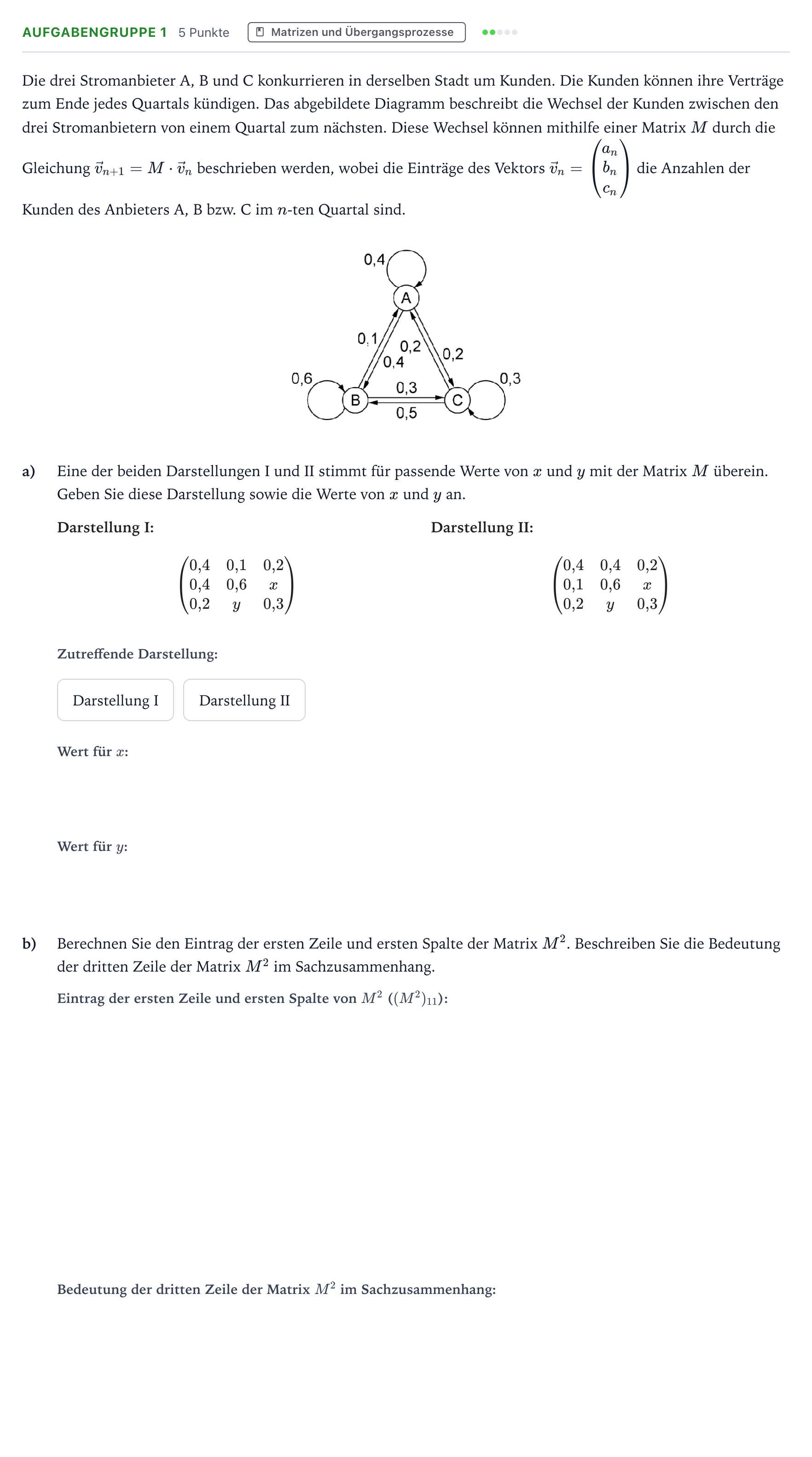 Aufgabenstellung: Aufgabengruppe 1 · Abitur NRW Mathematik GK · Teil A · Lineare Algebra 2022