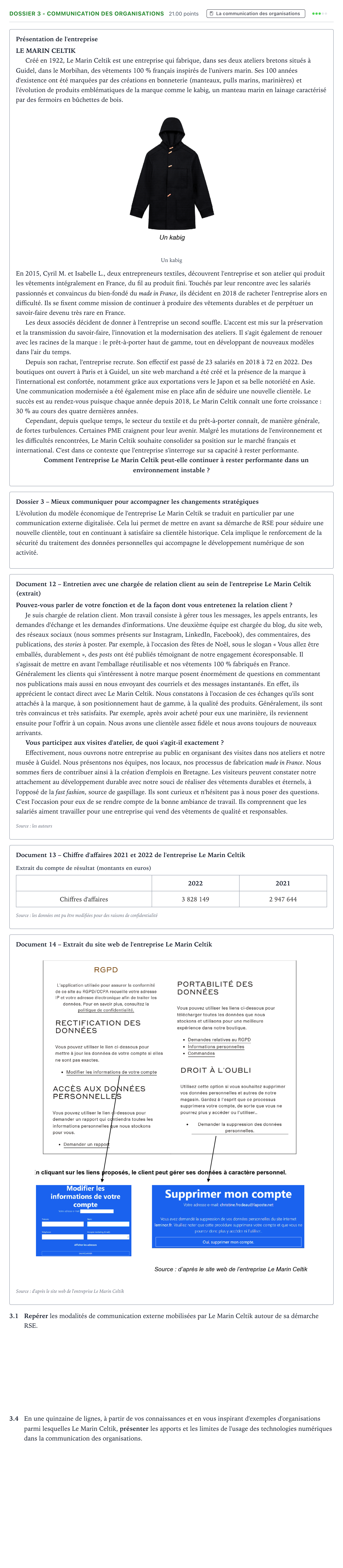 Énoncé: Exercice Dossier 3 - Communication des organisations · Bac STMG Management des Sciences de Gestion et du Numérique Métropole Candidat libre 2024