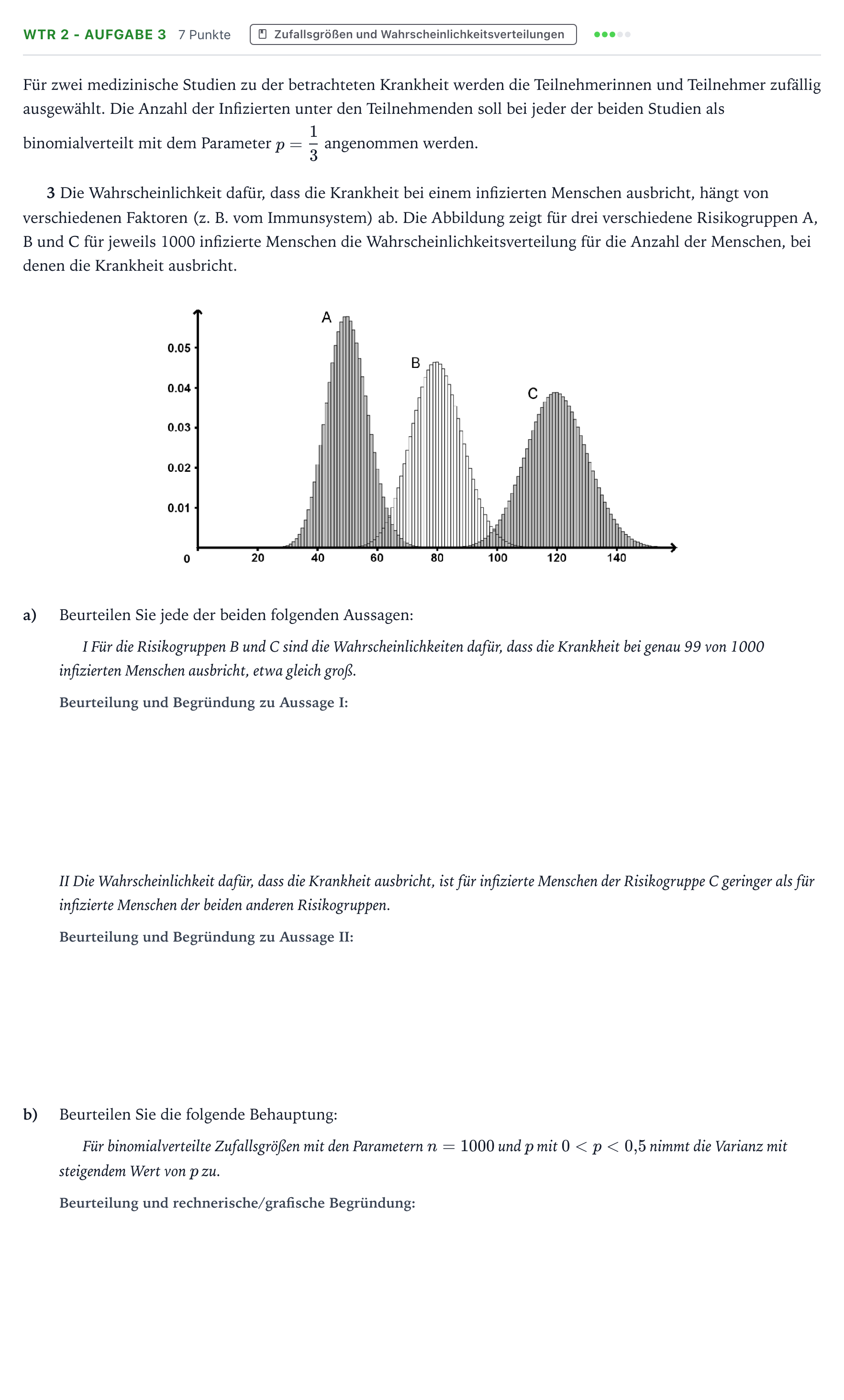 Aufgabenstellung: Aufgabe WTR 2 - Aufgabe 3 · Abitur NRW Mathematik GK · Teil B · Stochastik (WTR) 2022