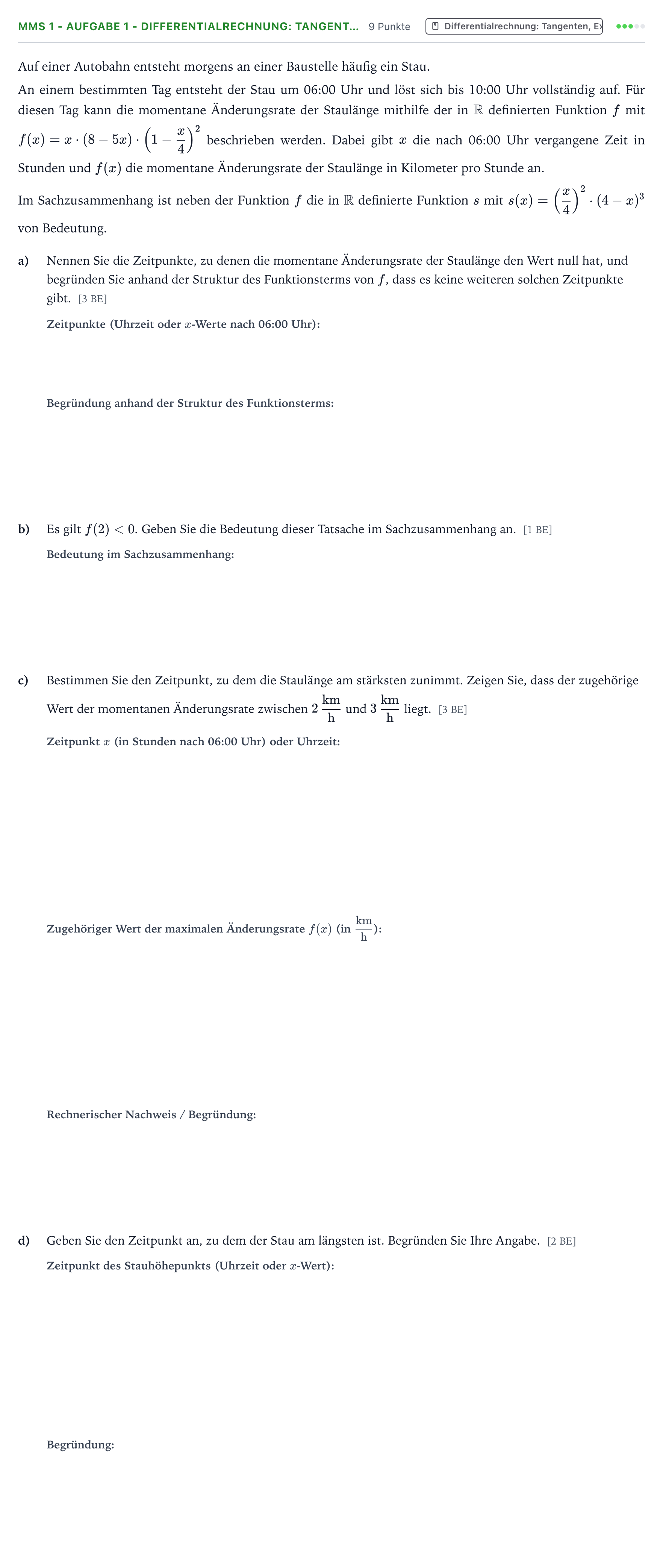 Aufgabenstellung: Aufgabe MMS 1 - Aufgabe 1 - Differentialrechnung: Tangent… · Abitur NRW Mathematik LK · Teil B · Analysis (CAS) 2023
