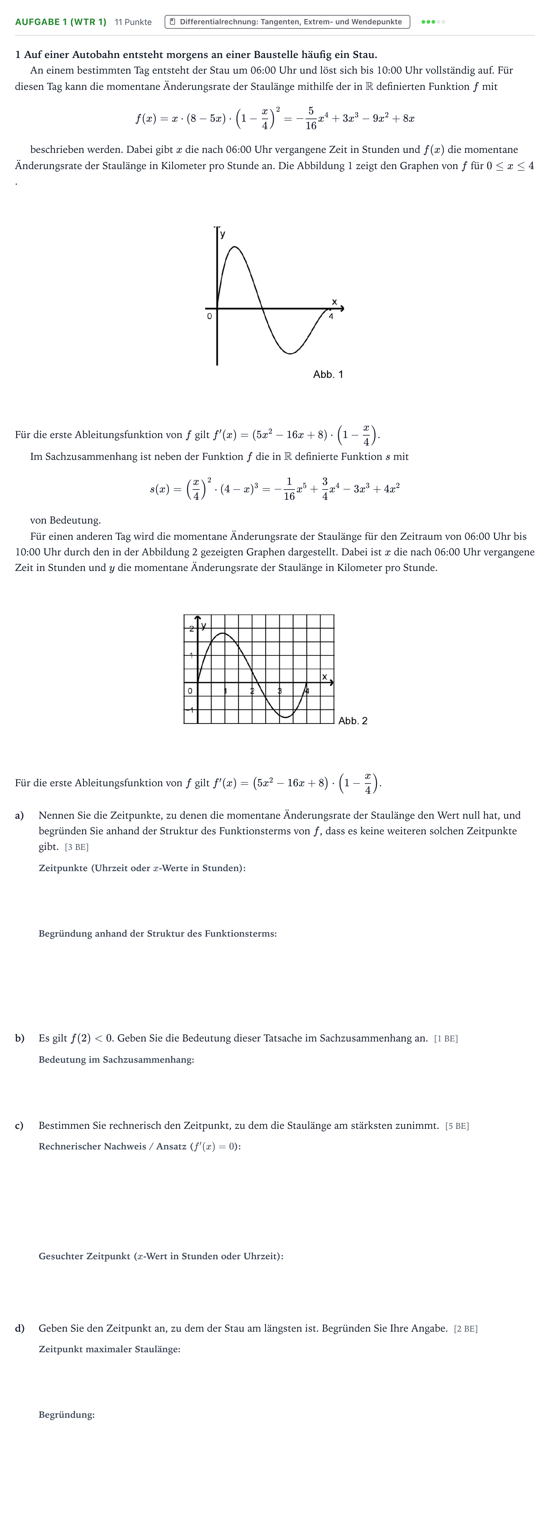 Aufgabenstellung: Aufgabe 1 (WTR 1) - Differentialrechnung · Abitur NRW Mathematik LK · Teil B · Analysis (WTR) 2023