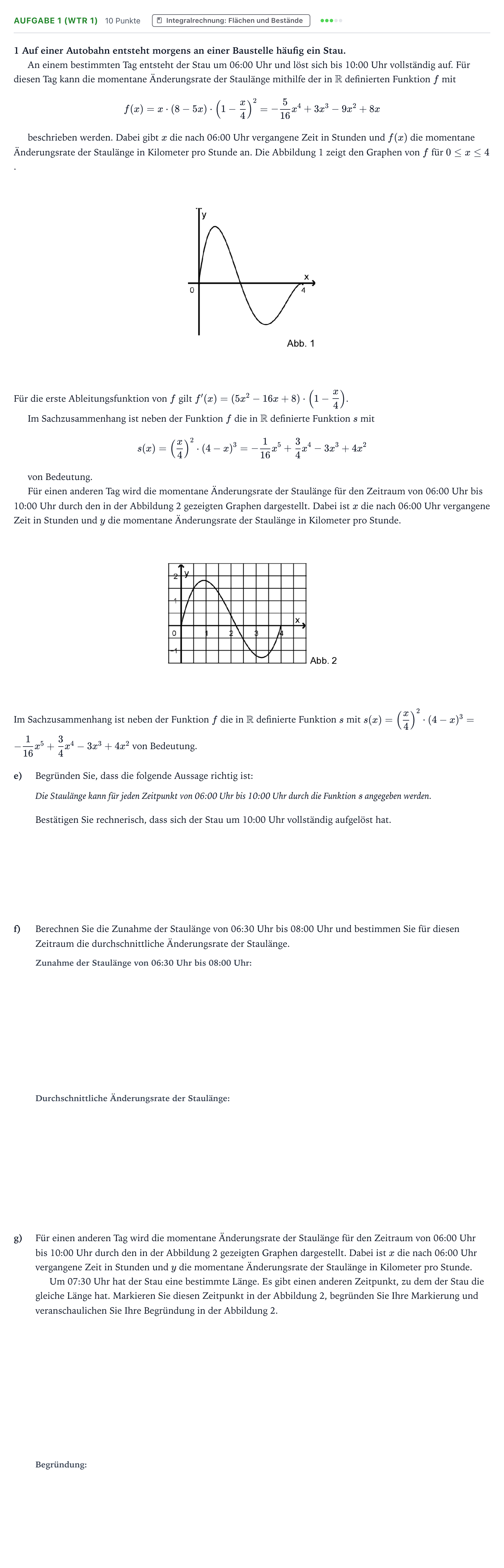 Aufgabenstellung: Aufgabe 1 (WTR 1) - Integralrechnung · Abitur NRW Mathematik LK · Teil B · Analysis (WTR) 2023
