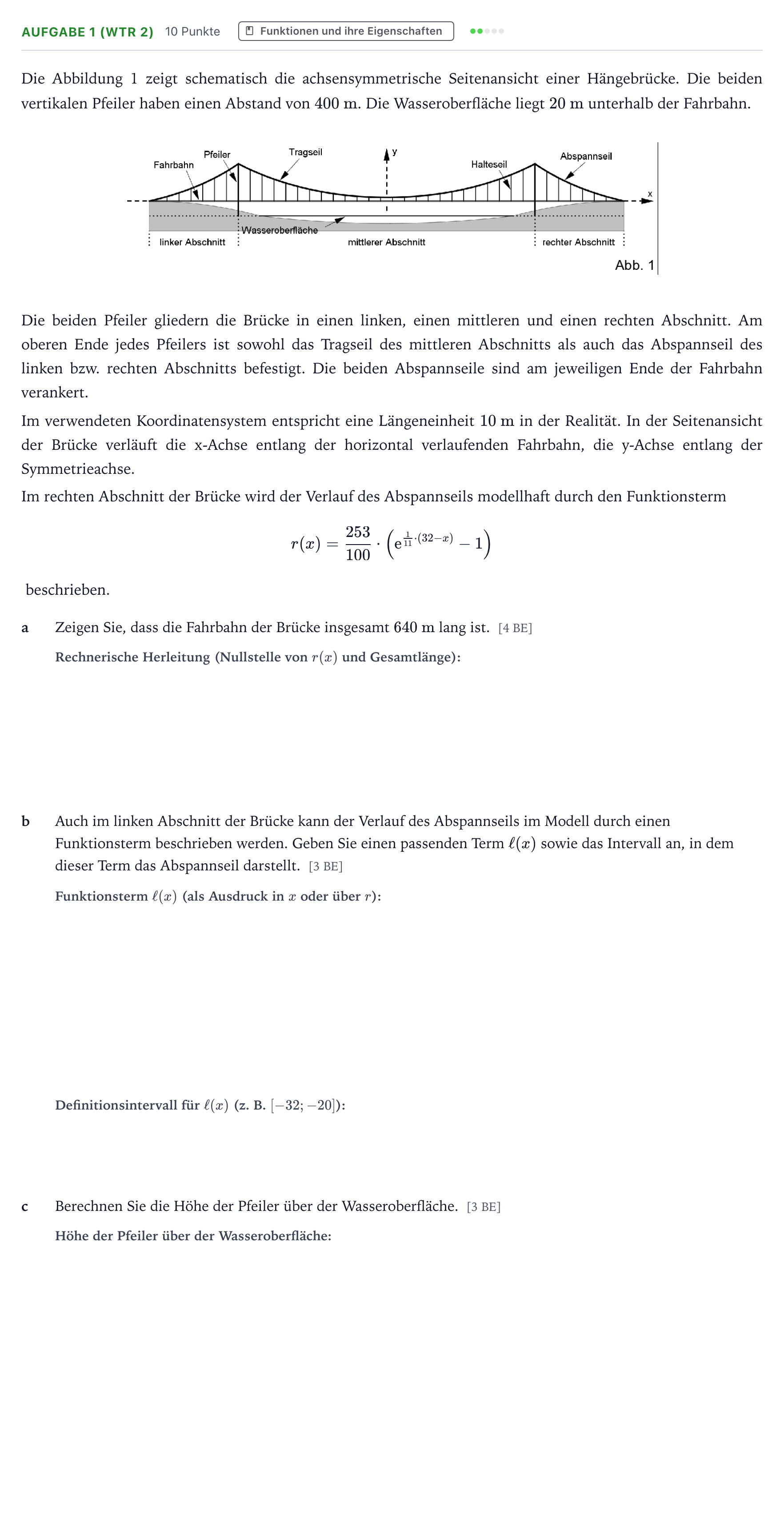 Aufgabenstellung: Aufgabe 1 (WTR 2) - Funktionen und ihre Eigenscha… · Abitur NRW Mathematik LK · Teil B · Analysis (WTR) 2023