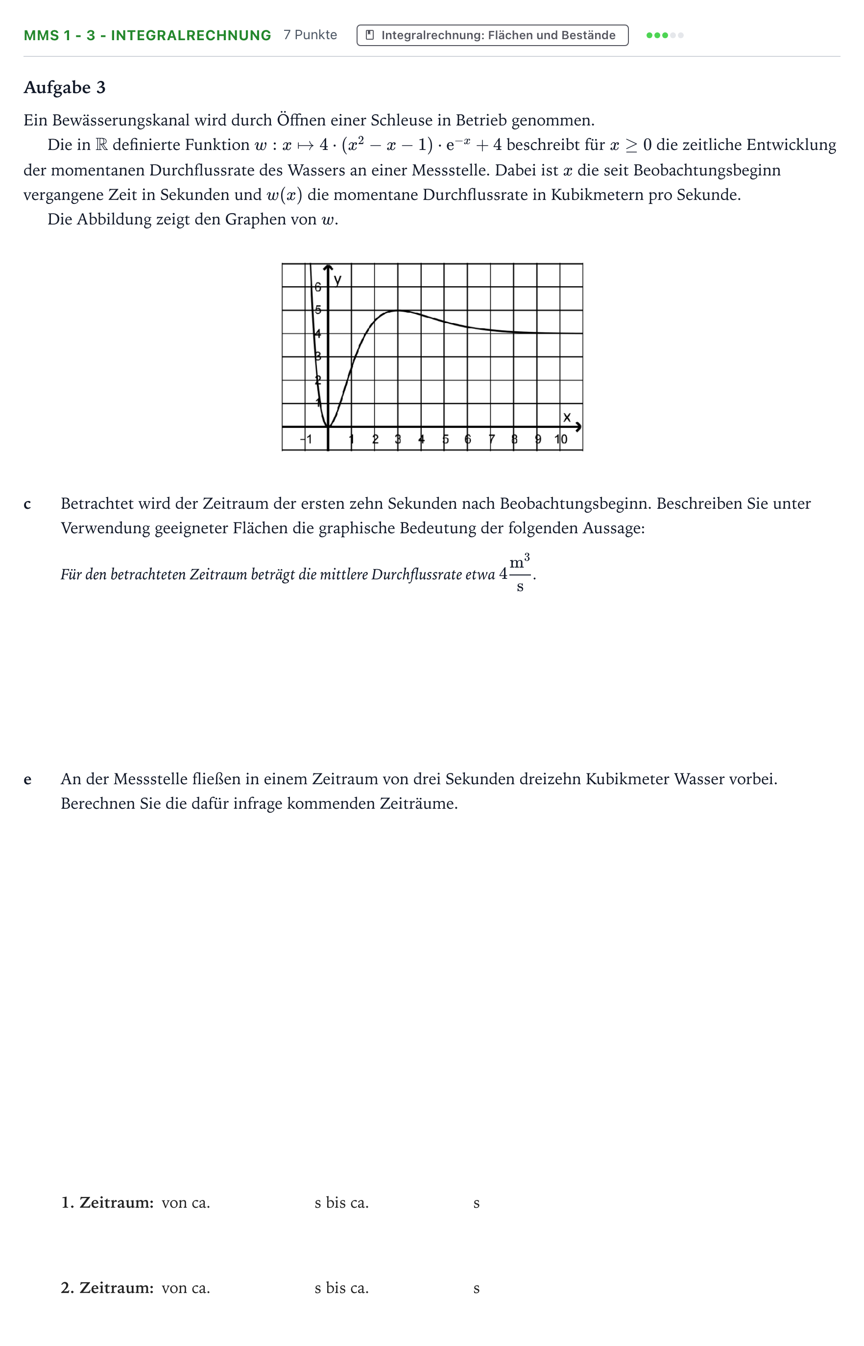 Aufgabenstellung: Aufgabe MMS 1 - 3 - Integralrechnung · Abitur NRW Mathematik GK · Teil B · Analysis (CAS) 2023